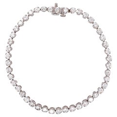 Bracelet tennis en or blanc 14 carats avec diamants ronds brillants de 4 carats