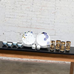 4 Culver Glasses & 8 Dessert Plates by Dana Oldfather for Ink Dish Plus Extras