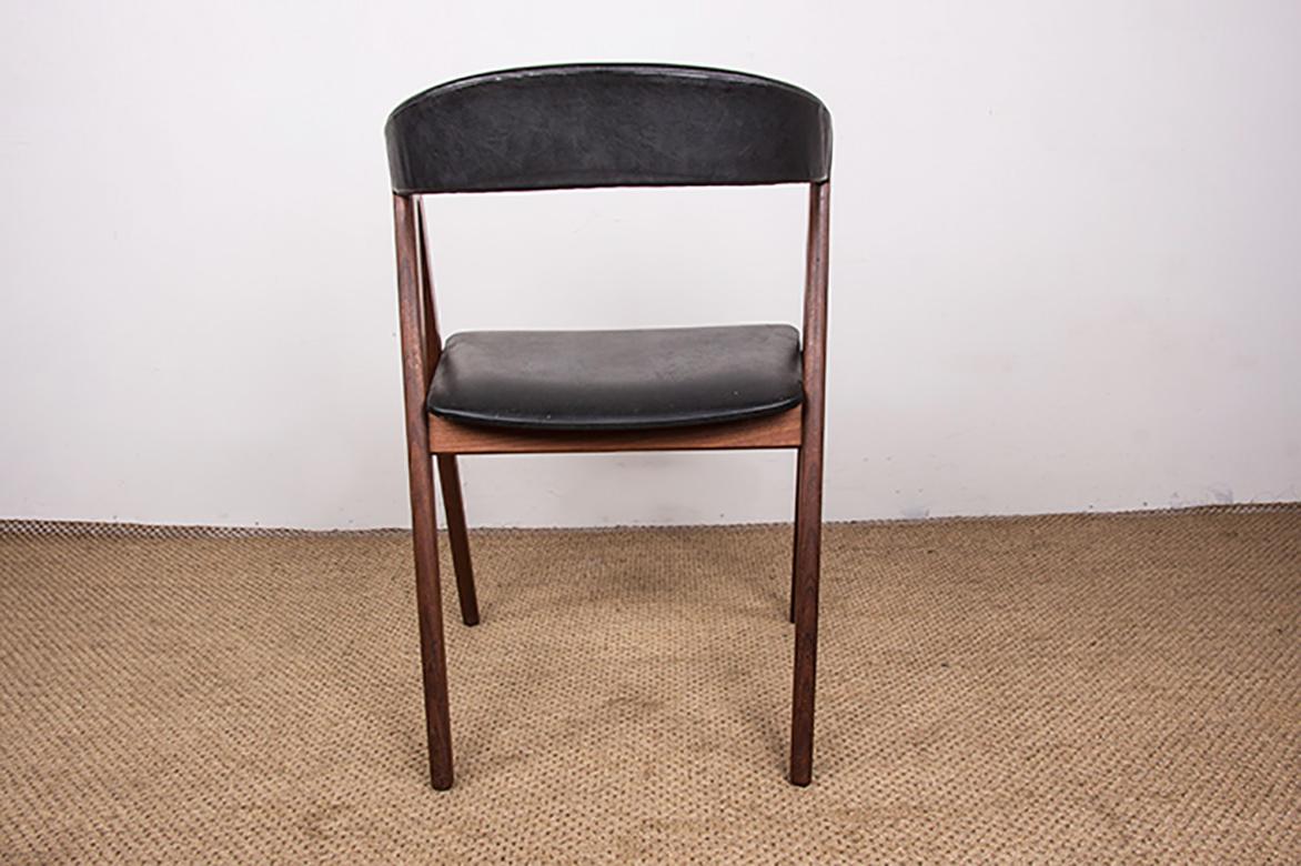 4 chaises danoises Afrormosia et skai modèle 205 de Thomas Harlev, 1960. en vente 4