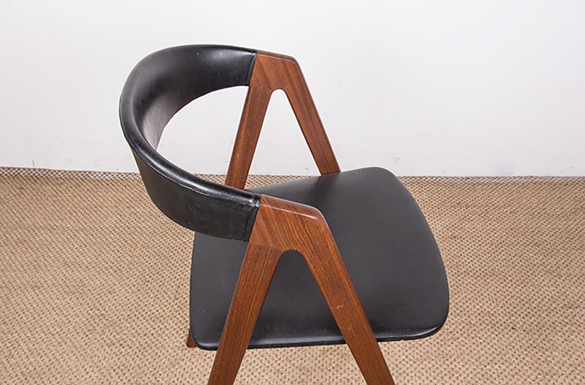 4 chaises danoises Afrormosia et skai modèle 205 de Thomas Harlev, 1960. en vente 5