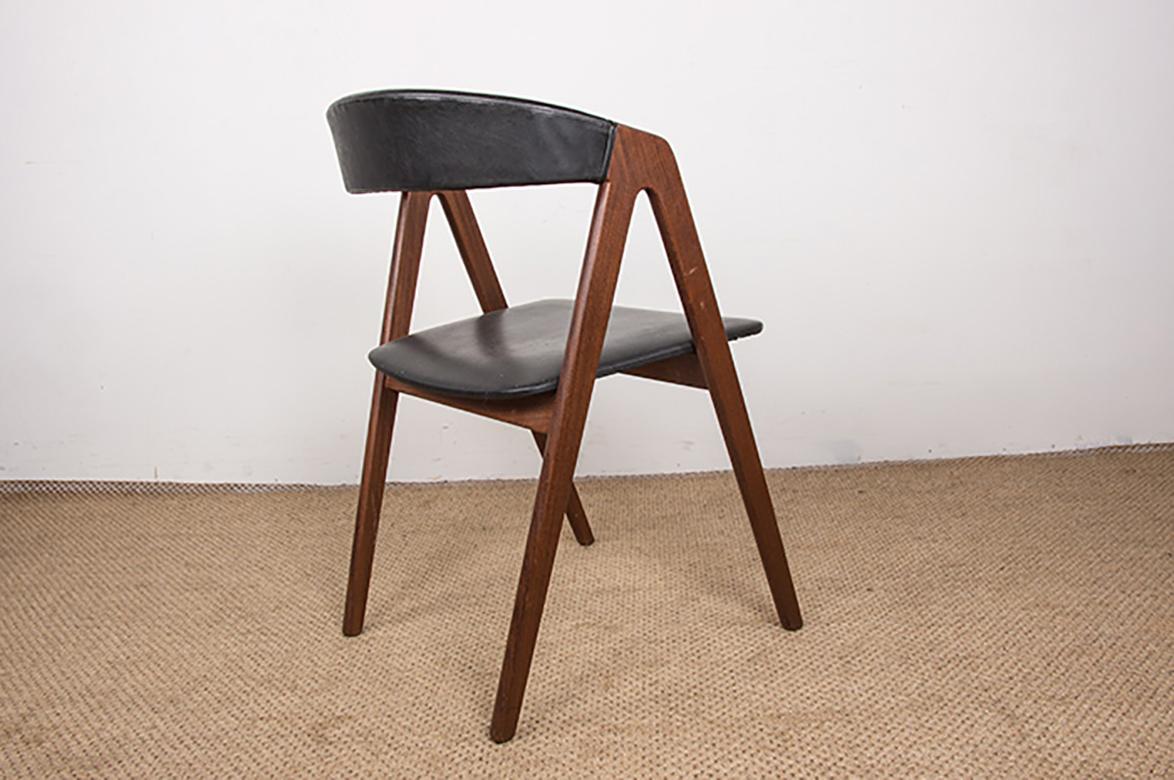 4 chaises danoises Afrormosia et skai modèle 205 de Thomas Harlev, 1960. en vente 2