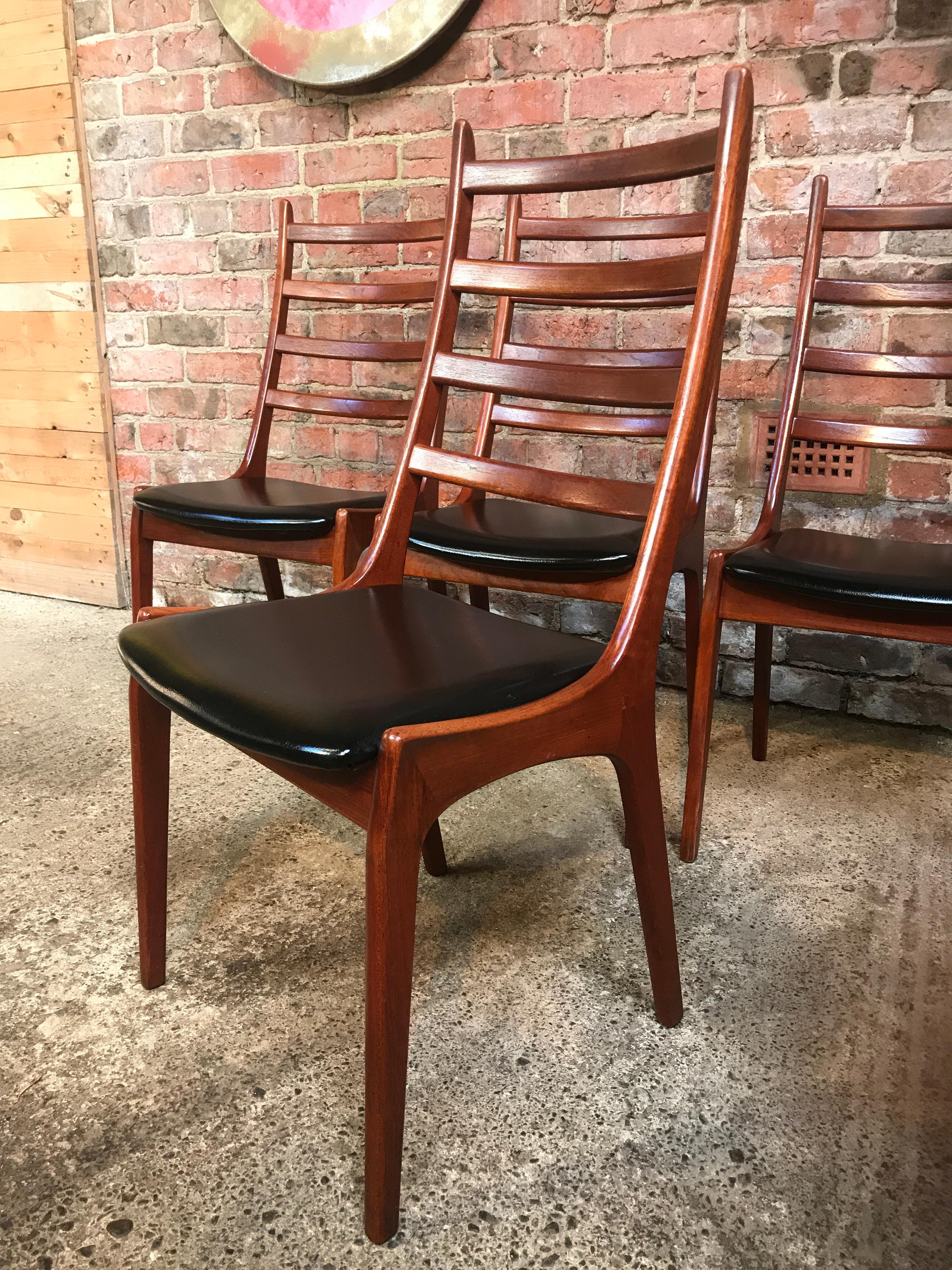 Danois 4 Chaises de salle à manger danoises Johan Andersen pour Uldum Mobelfabrik Vintage Retro 1960 en vente