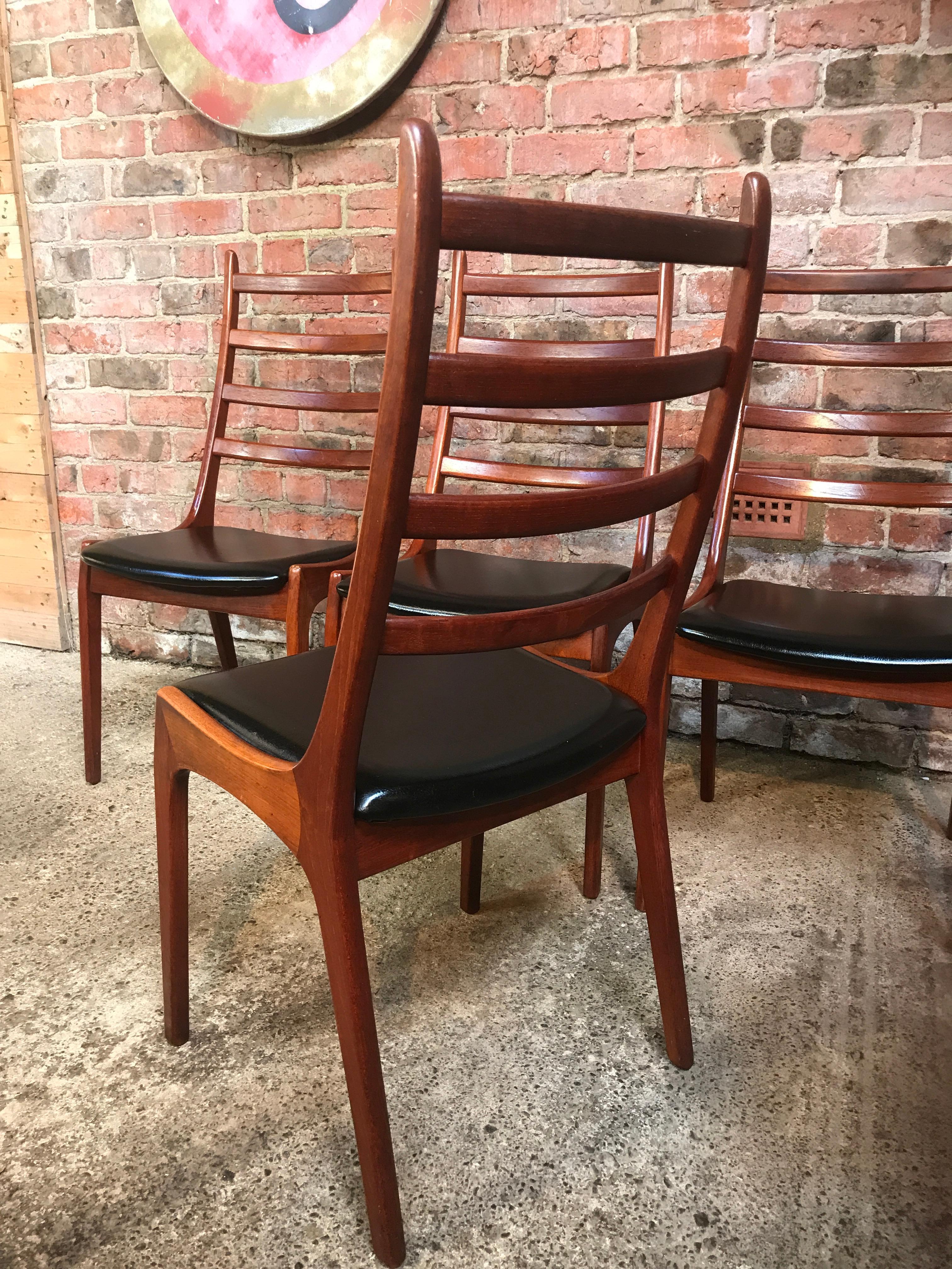 20ième siècle 4 Chaises de salle à manger danoises Johan Andersen pour Uldum Mobelfabrik Vintage Retro 1960 en vente