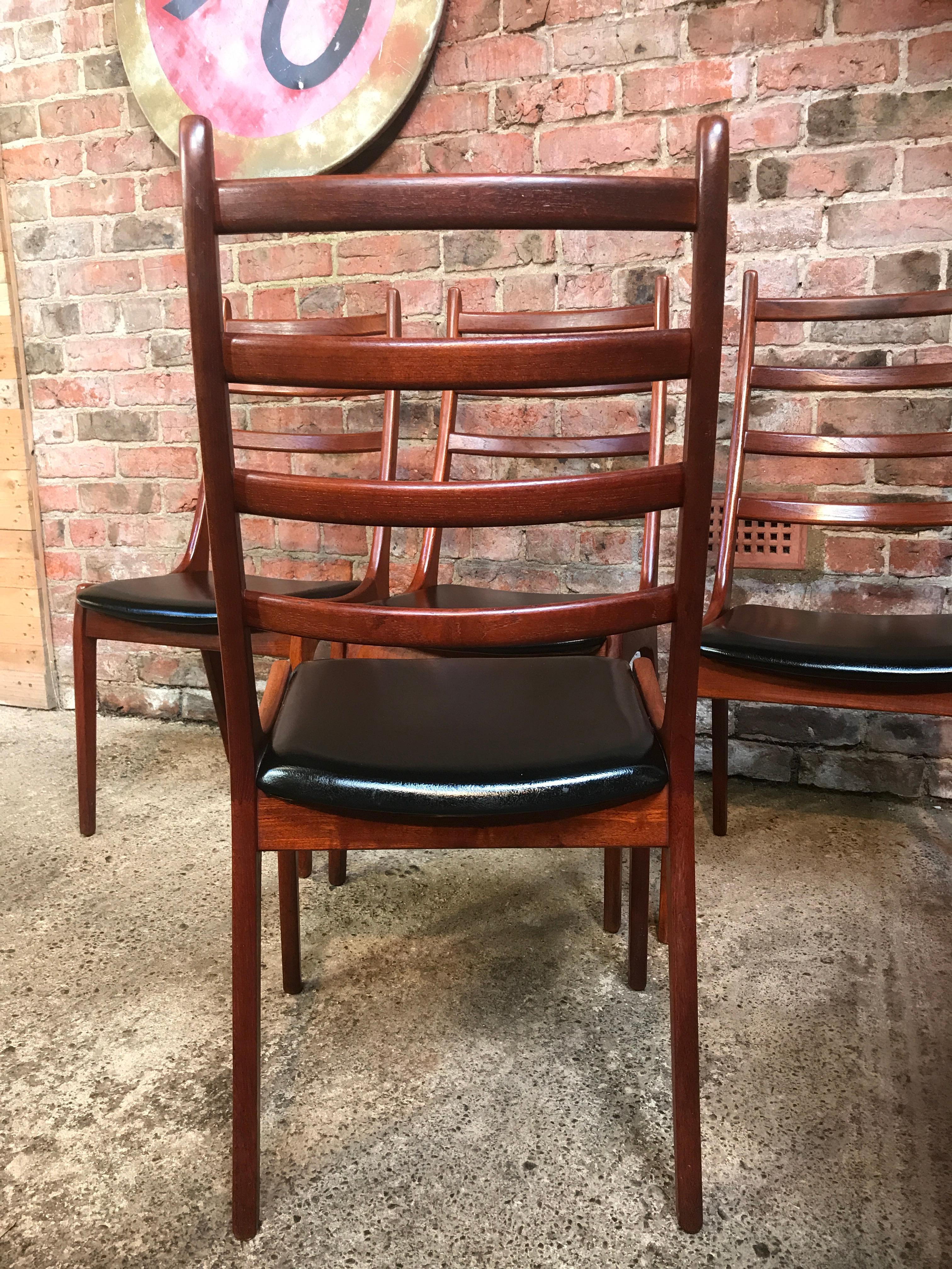 Teck 4 Chaises de salle à manger danoises Johan Andersen pour Uldum Mobelfabrik Vintage Retro 1960 en vente