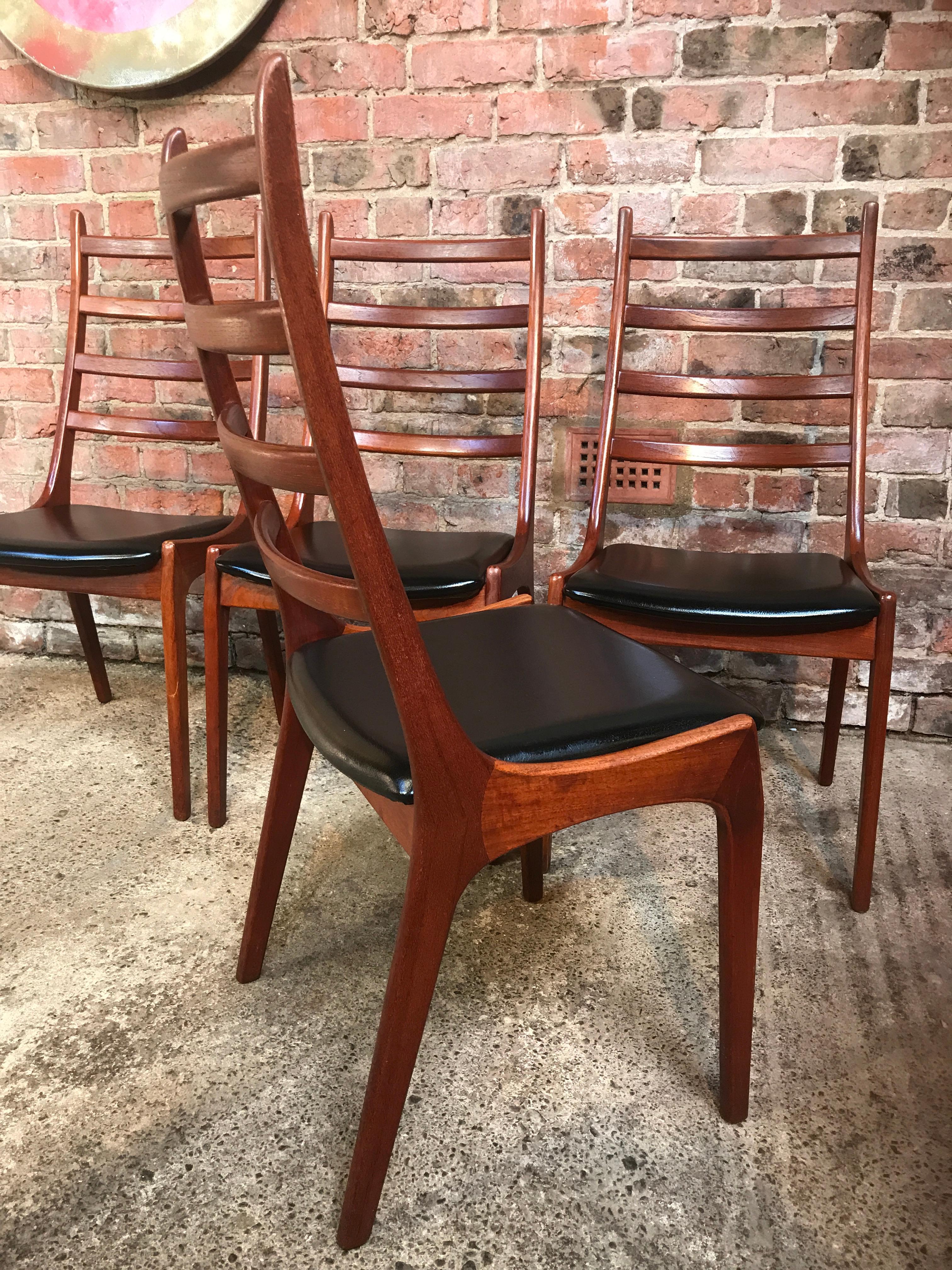 4 Chaises de salle à manger danoises Johan Andersen pour Uldum Mobelfabrik Vintage Retro 1960 en vente 1