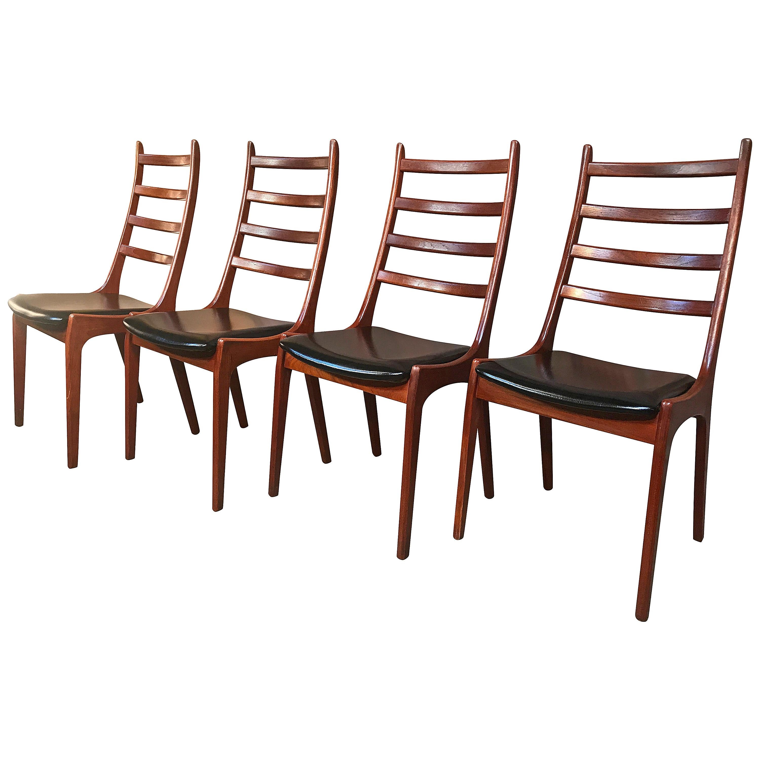 4 Chaises de salle à manger danoises Johan Andersen pour Uldum Mobelfabrik Vintage Retro 1960