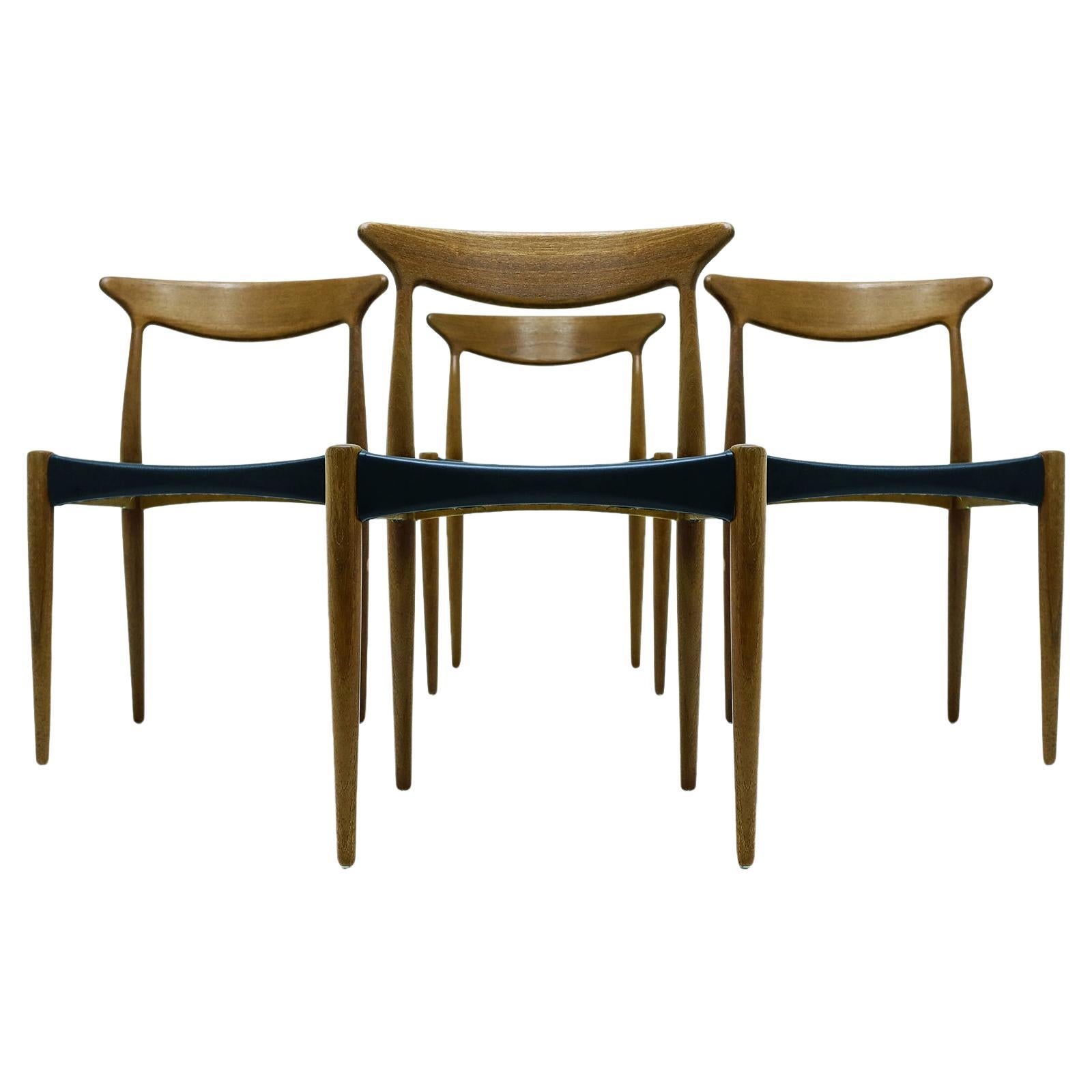 4 Danish Mid Century Arne Hovmand-Olsen, Mogens Kold MK310 teak dining chairs 