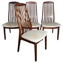 schou andersen chairs 4 Danish Mid Century Modern Dining Chairs by Schou Andersen Slat Back Mahogany
