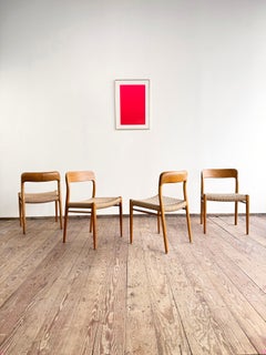 4 Danish Mid-Century Modern Oak Dining Chairs #75, Niels O. Møller, J. L. Moller