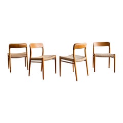 4 Danish Mid-Century Modern Oak Dining Chairs #75, Niels O. Møller, J. L. Moller