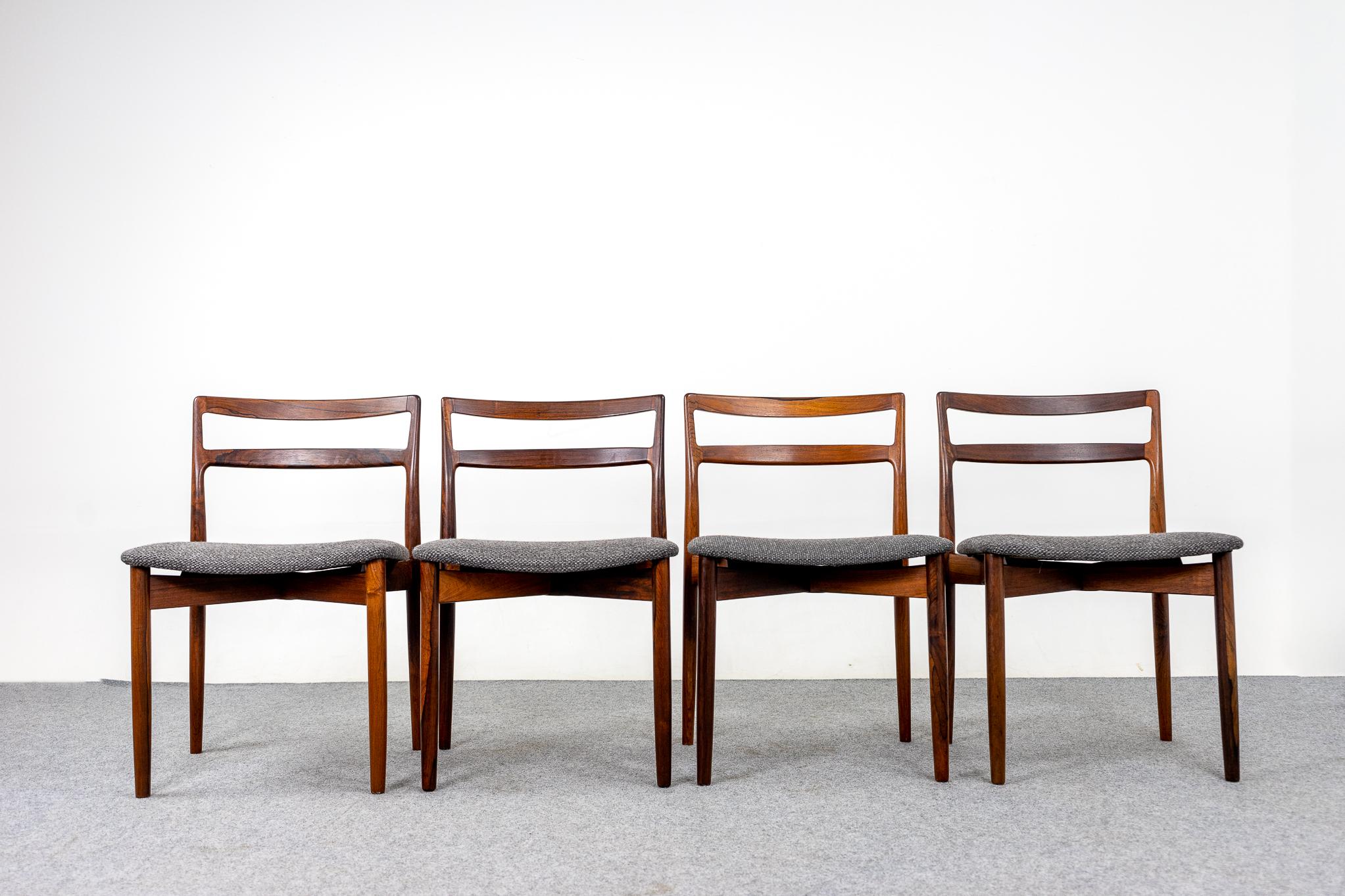 4 dänische Esszimmerstühle aus Rosenholz „Modell 61“, von Harry Ostergaard, Mitte des Jahrhunderts im Angebot 4