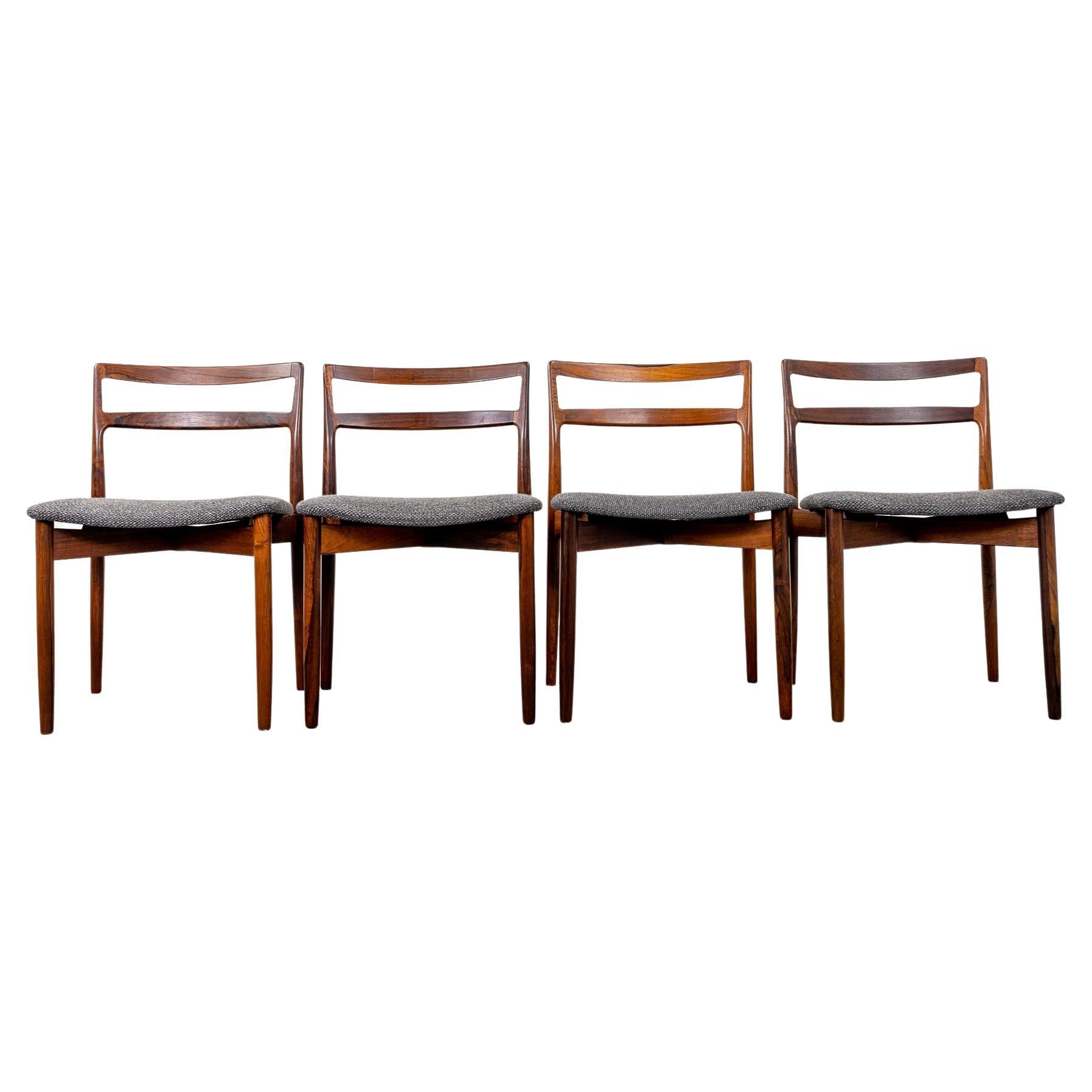4 Danish Mid-Century Rosewood "Model 61" Dining Chairs, by Harry Ostergaard