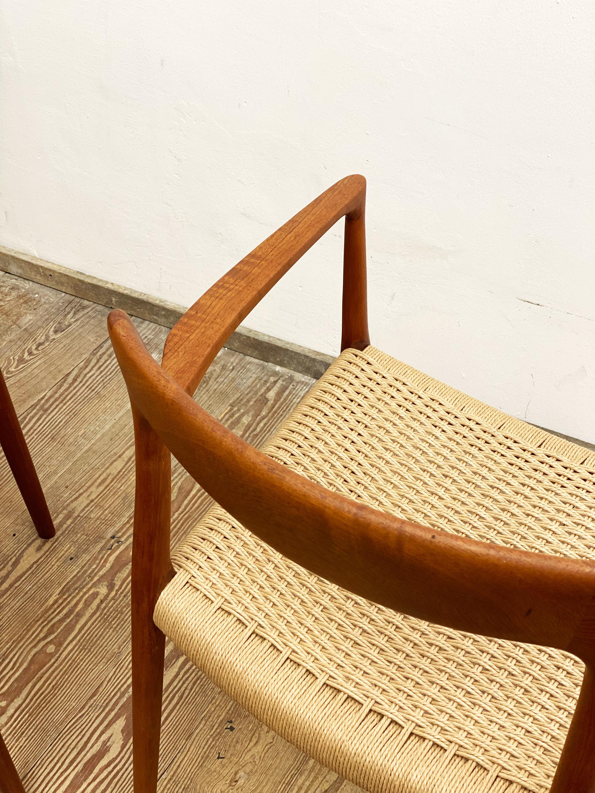 4 Danish Mid-Century Teak Dining Chairs #57 by Niels O. Møller for J. L. Moller 6