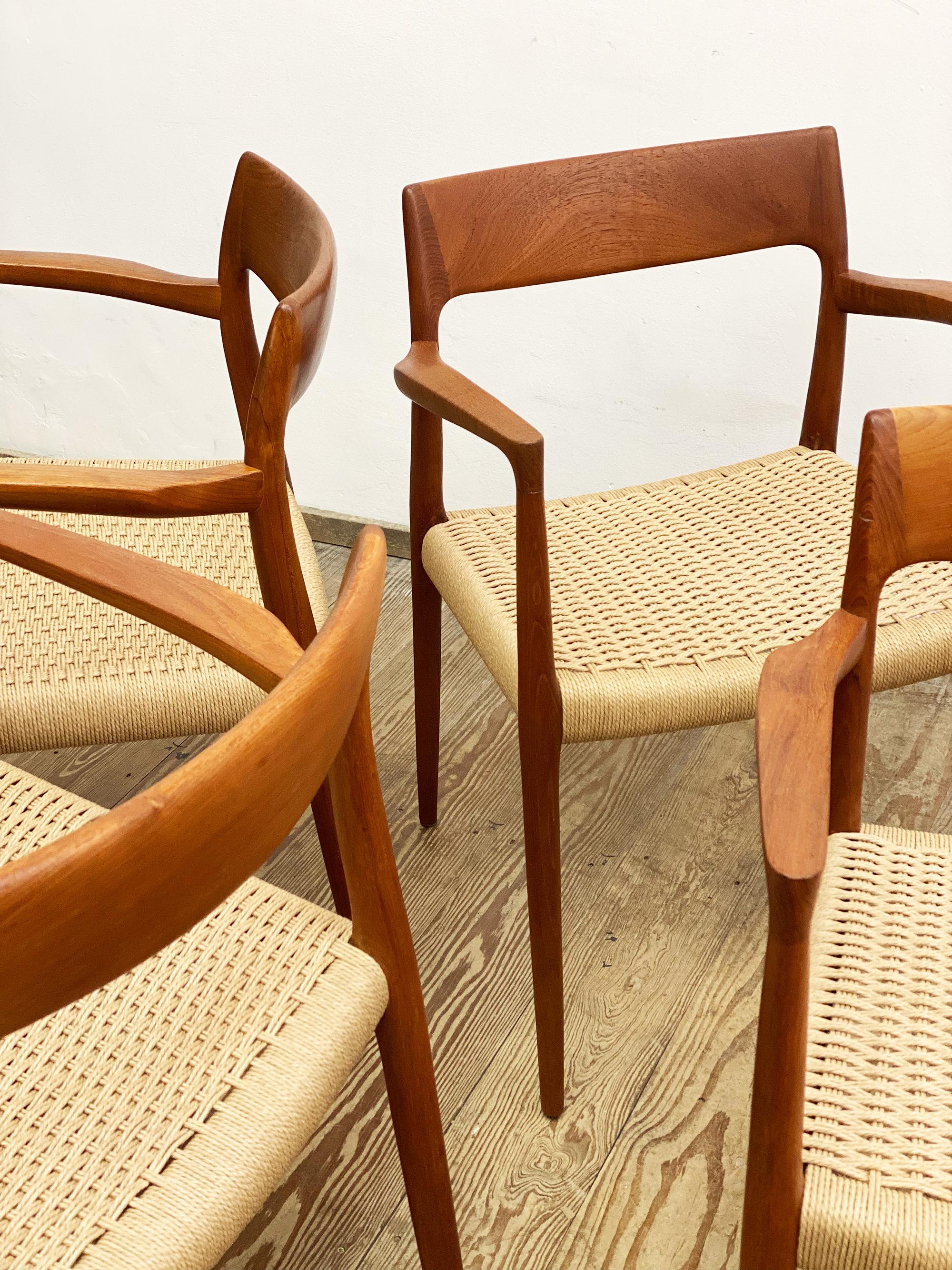 Mid-20th Century 4 Danish Mid-Century Teak Dining Chairs #57 by Niels O. Møller for J. L. Moller