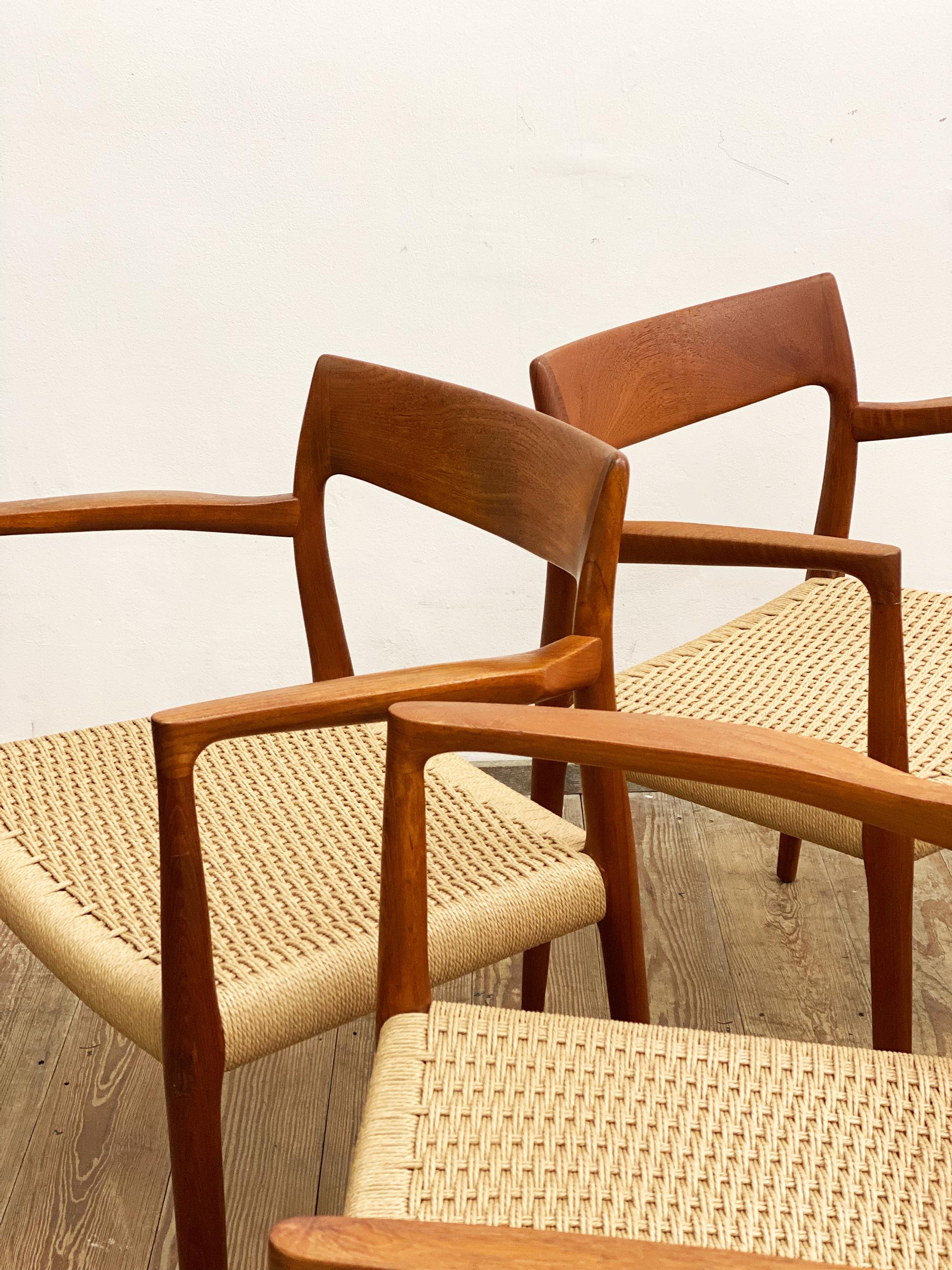 4 Danish Mid-Century Teak Dining Chairs #57 by Niels O. Møller for J. L. Moller 2