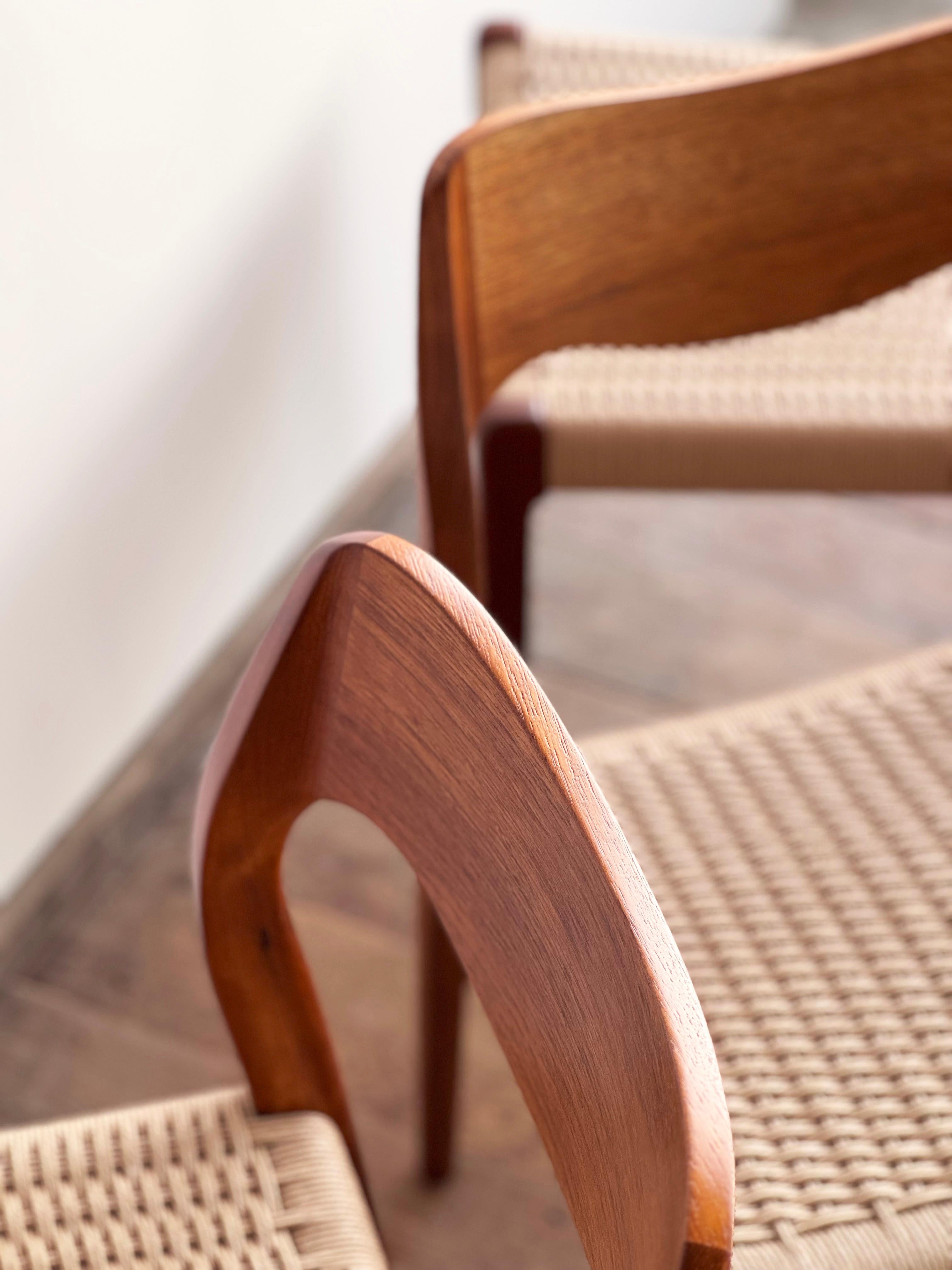4 Danish Mid-Century Teak Dining Chairs #71 by Niels O. Møller for J. L. Moller 4