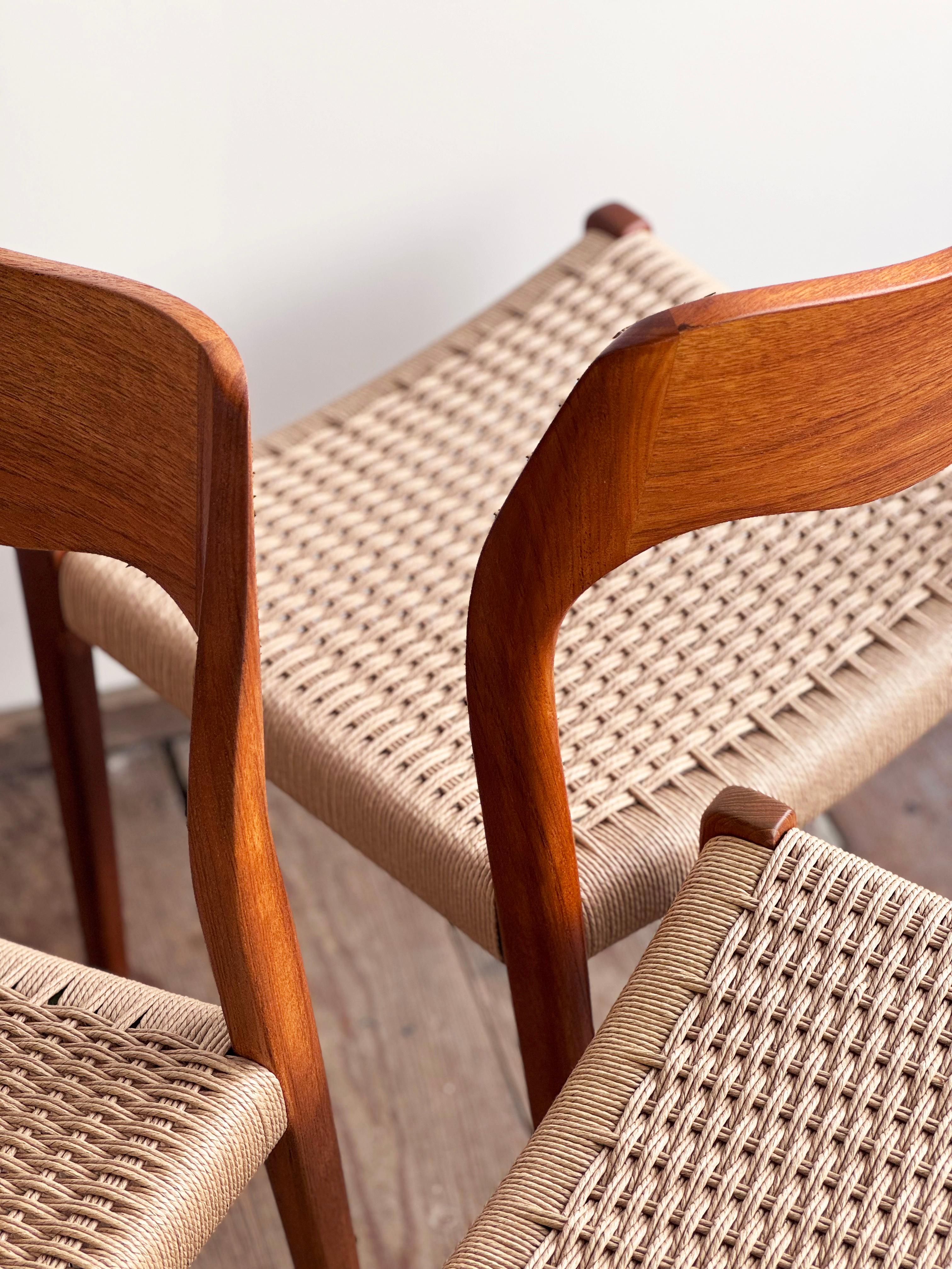 4 Danish Mid-Century Teak Dining Chairs #71 by Niels O. Møller for J. L. Moller 5
