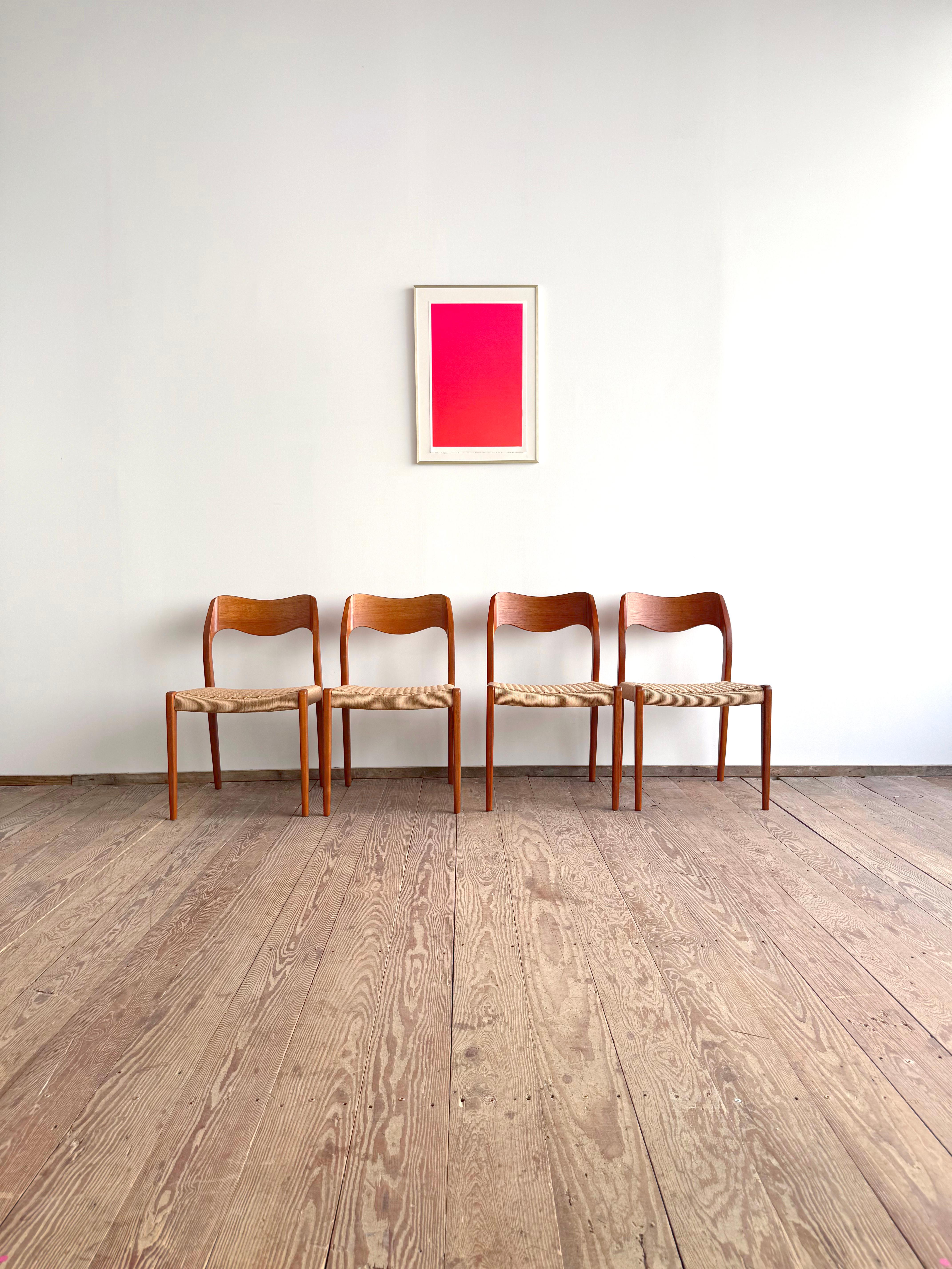 Mid-Century Modern 4 Danish Mid-Century Teak Dining Chairs #71 by Niels O. Møller for J. L. Moller