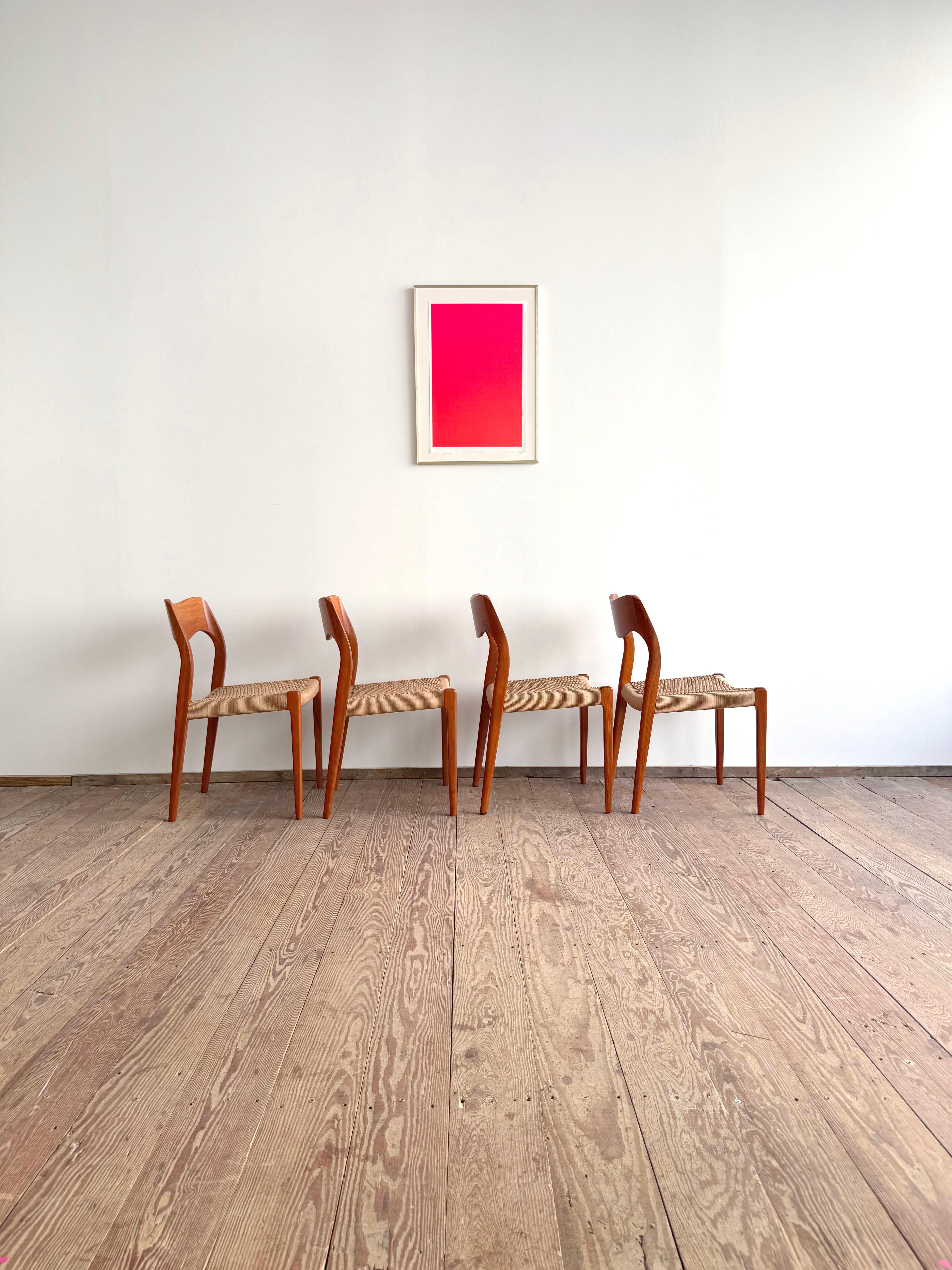 4 Danish Mid-Century Teak Dining Chairs #71 by Niels O. Møller for J. L. Moller In Good Condition In München, Bavaria