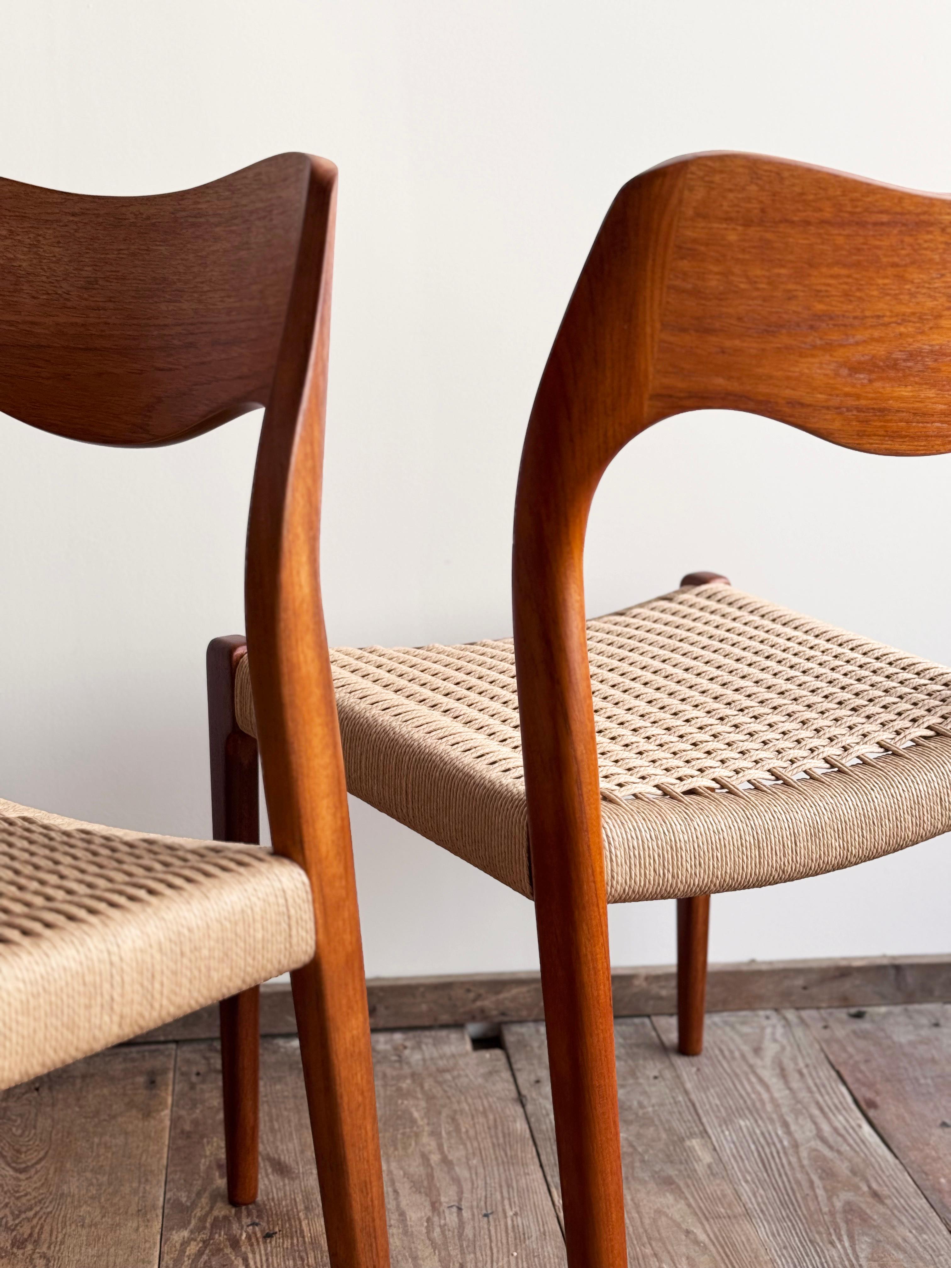 4 Danish Mid-Century Teak Dining Chairs #71 by Niels O. Møller for J. L. Moller 1