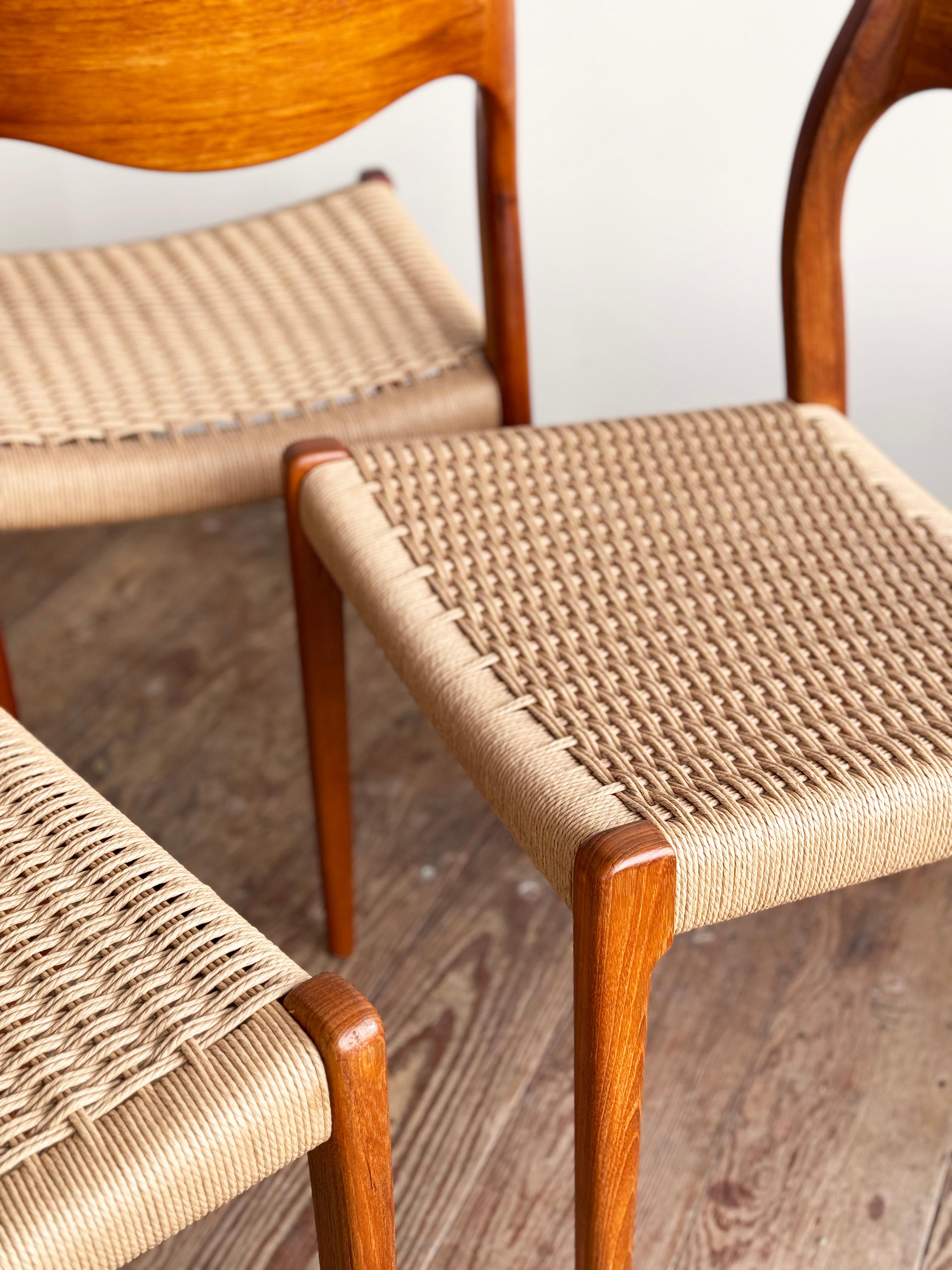 4 Danish Mid-Century Teak Dining Chairs #71 by Niels O. Møller for J. L. Moller 2