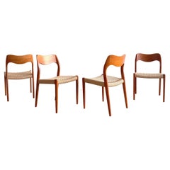 4 Danish Mid-Century Teak Dining Chairs #71 by Niels O. Møller for J. L. Moller