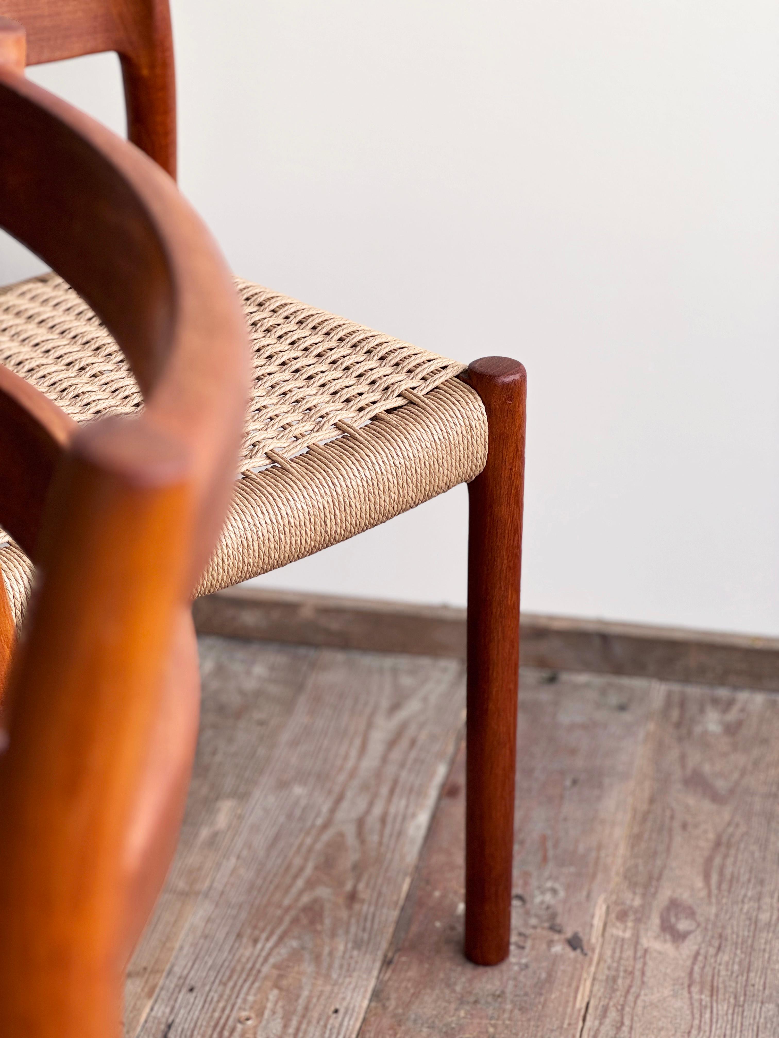 4 Danish Mid-Century Teak Dining Chairs #84 by Niels O. Møller for J. L. Moller 3