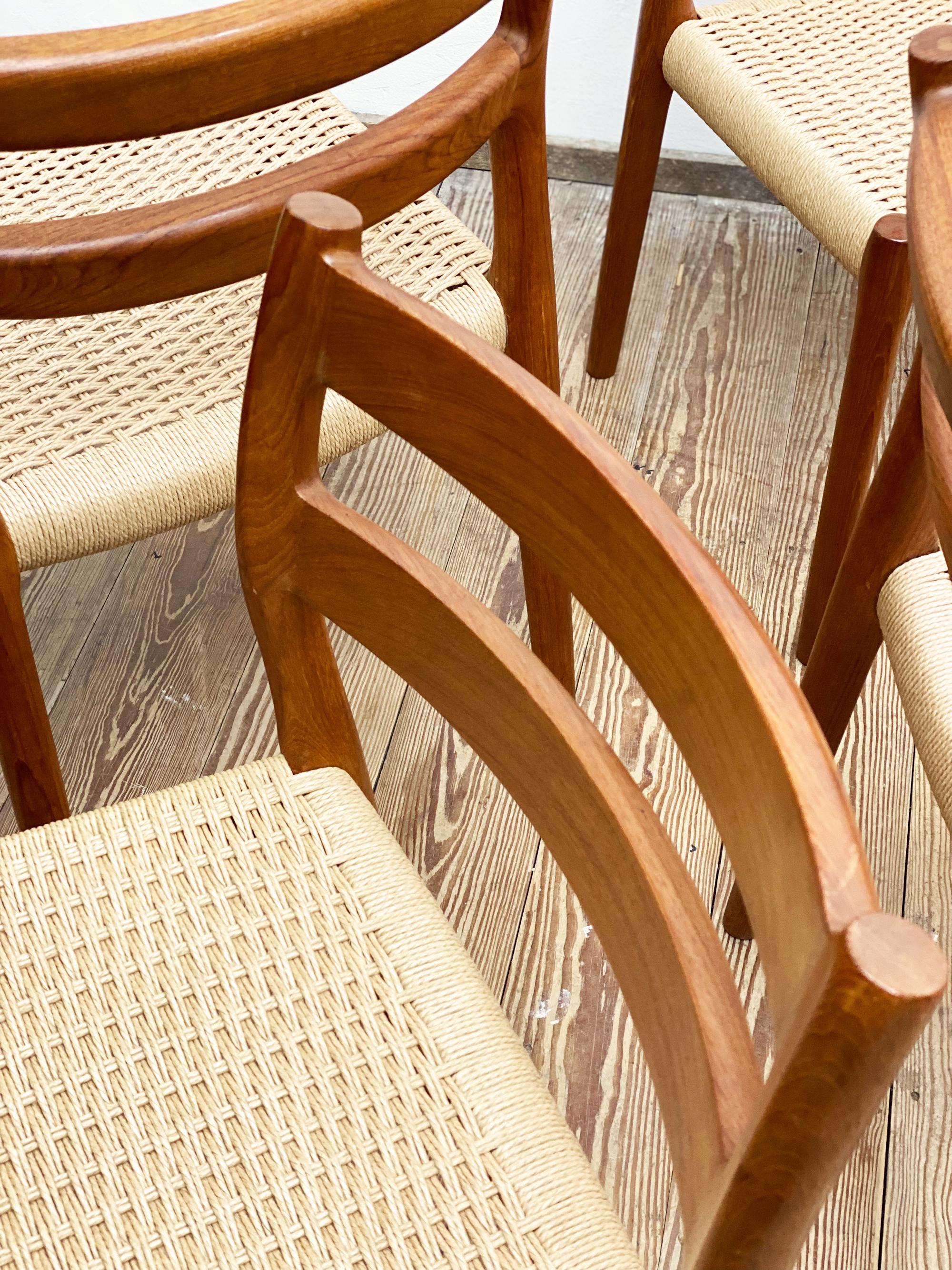 4 Danish Mid-Century Teak Dining Chairs #84 by Niels O. Møller for J. L. Moller 4