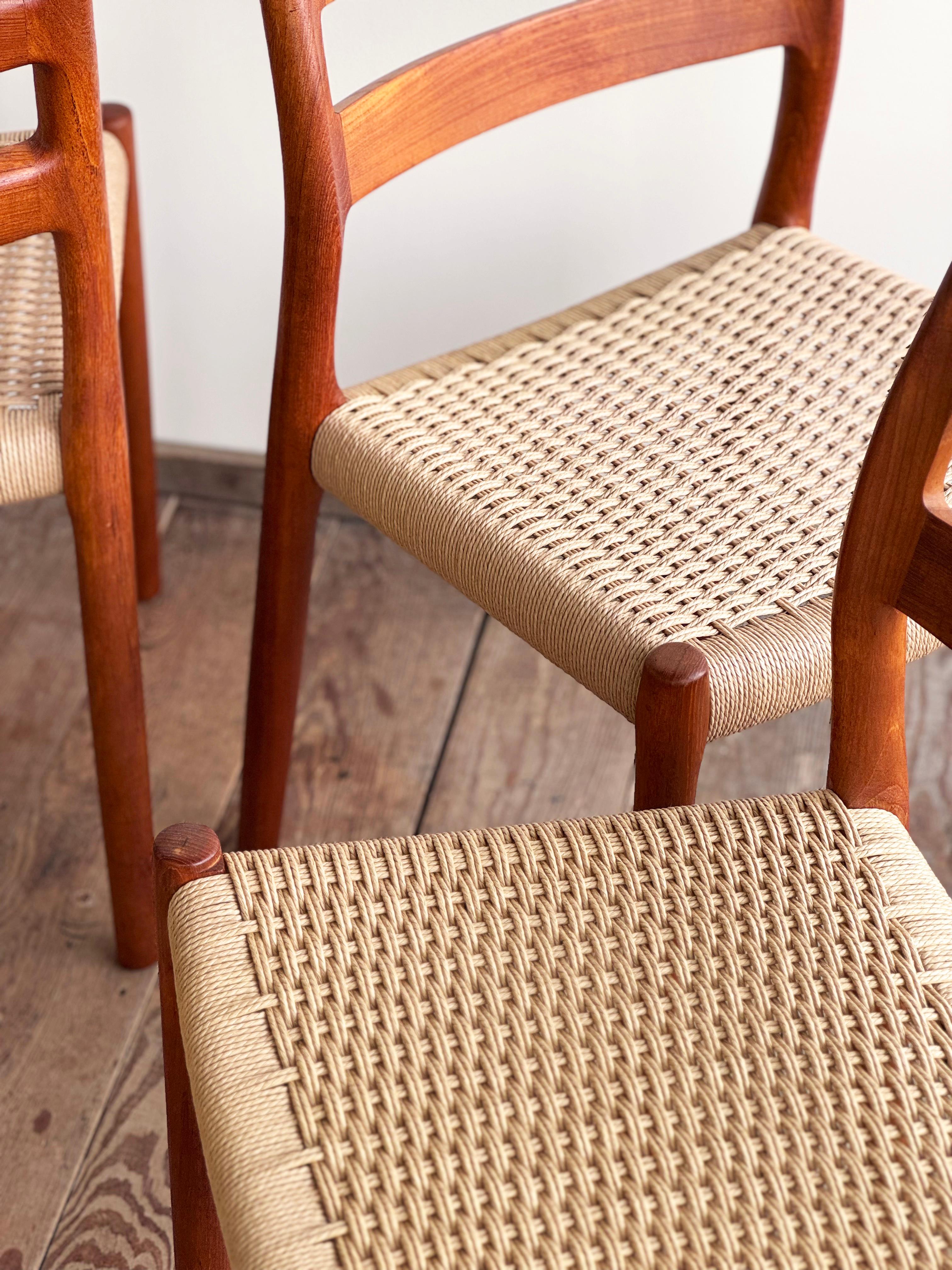 4 Danish Mid-Century Teak Dining Chairs #84 by Niels O. Møller for J. L. Moller 4
