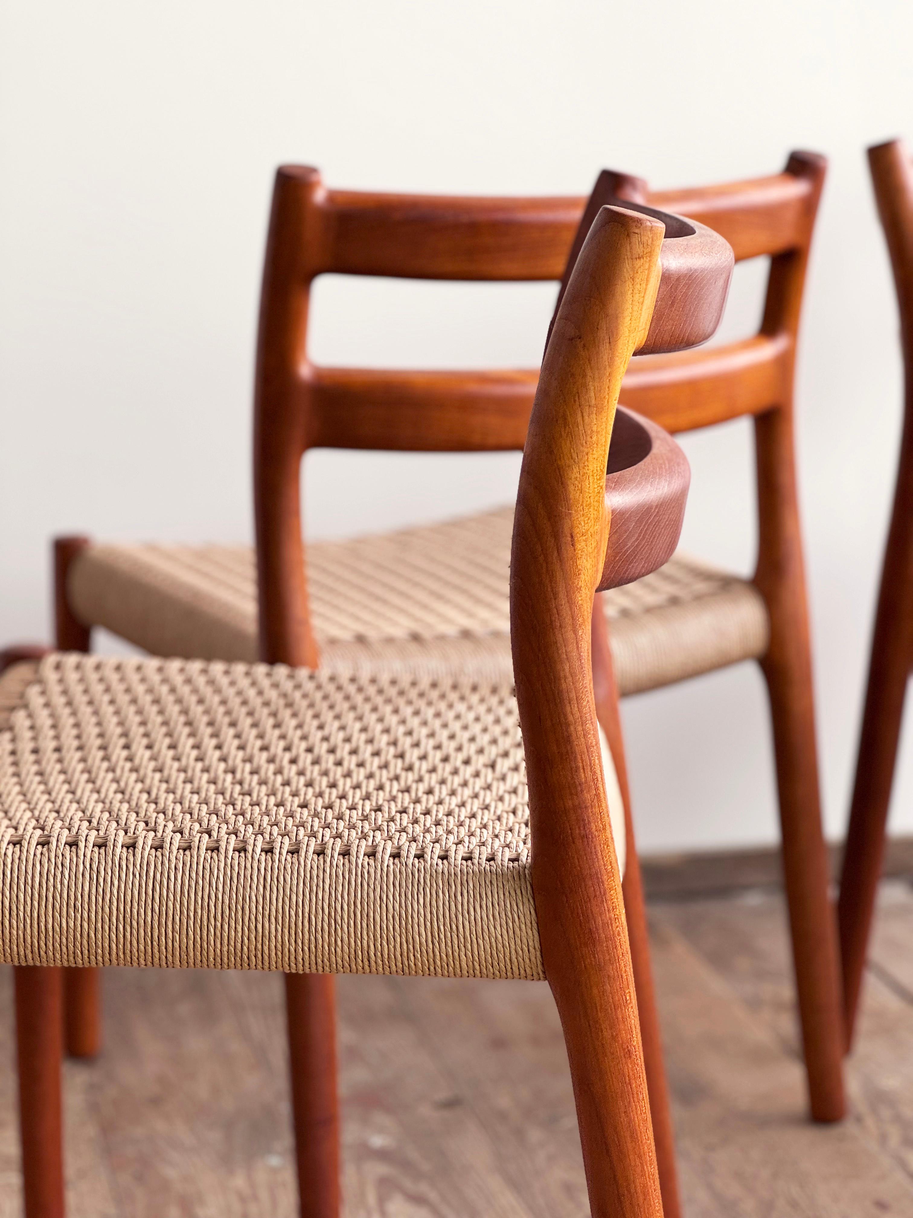4 Danish Mid-Century Teak Dining Chairs #84 by Niels O. Møller for J. L. Moller 5