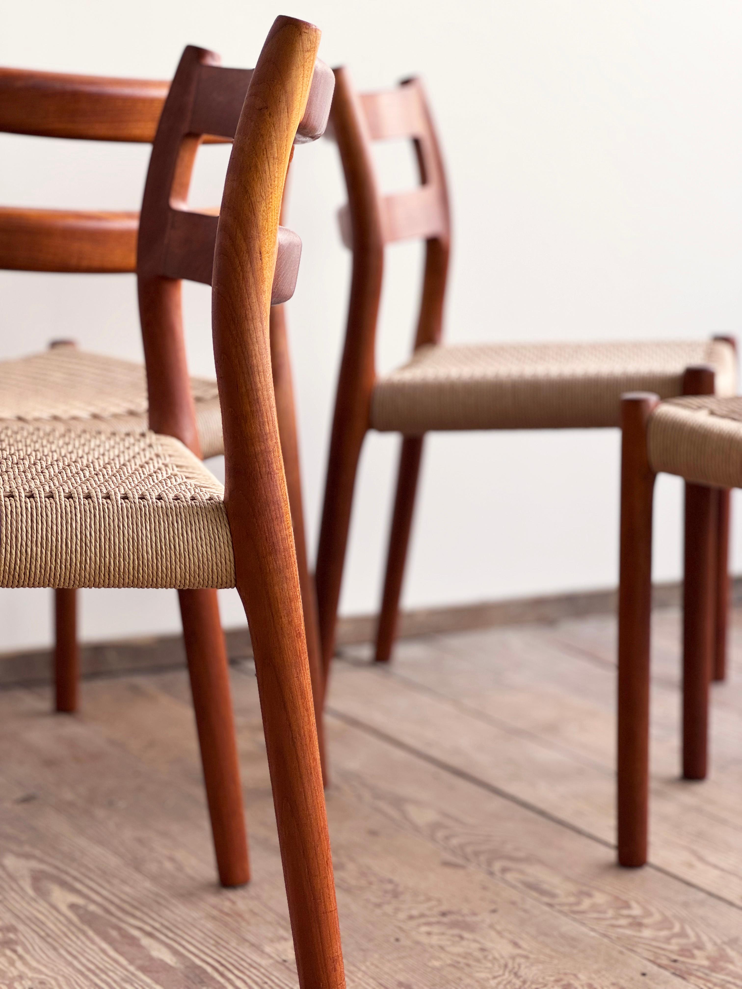 4 Danish Mid-Century Teak Dining Chairs #84 by Niels O. Møller for J. L. Moller 6