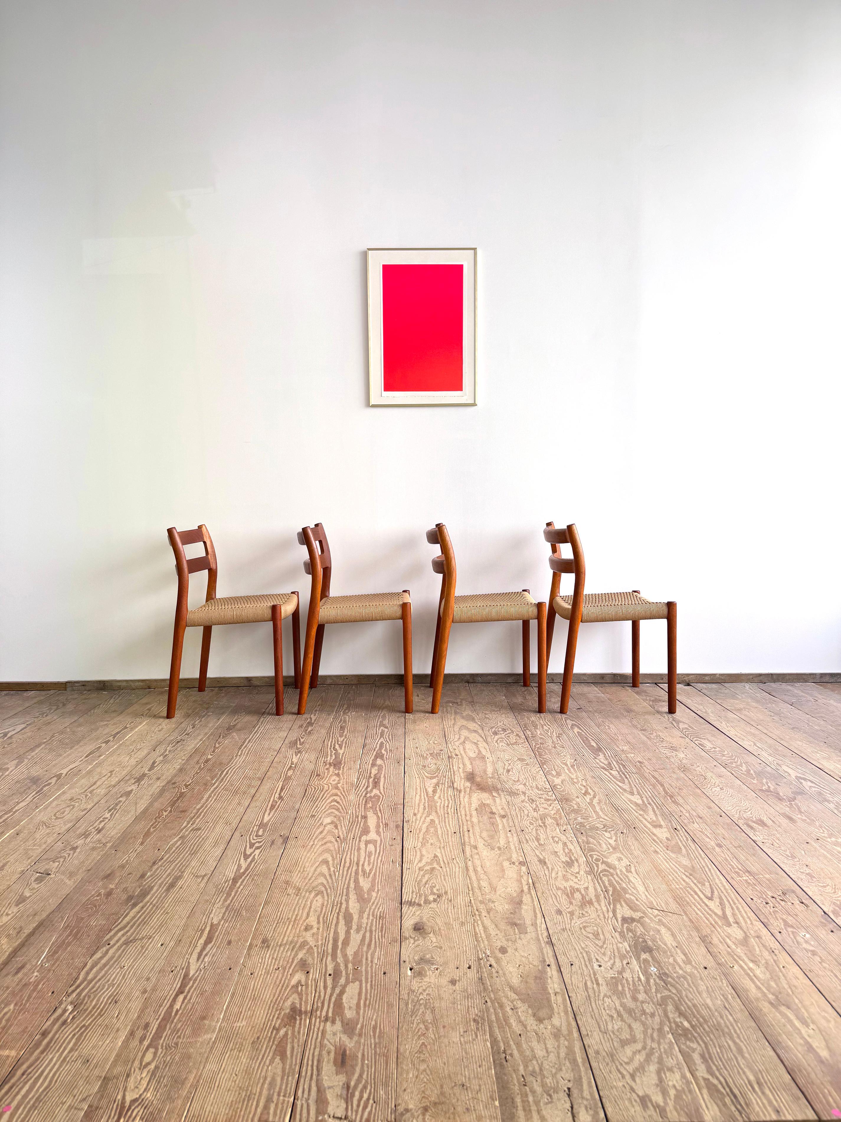 Mid-Century Modern 4 Danish Mid-Century Teak Dining Chairs #84 by Niels O. Møller for J. L. Moller