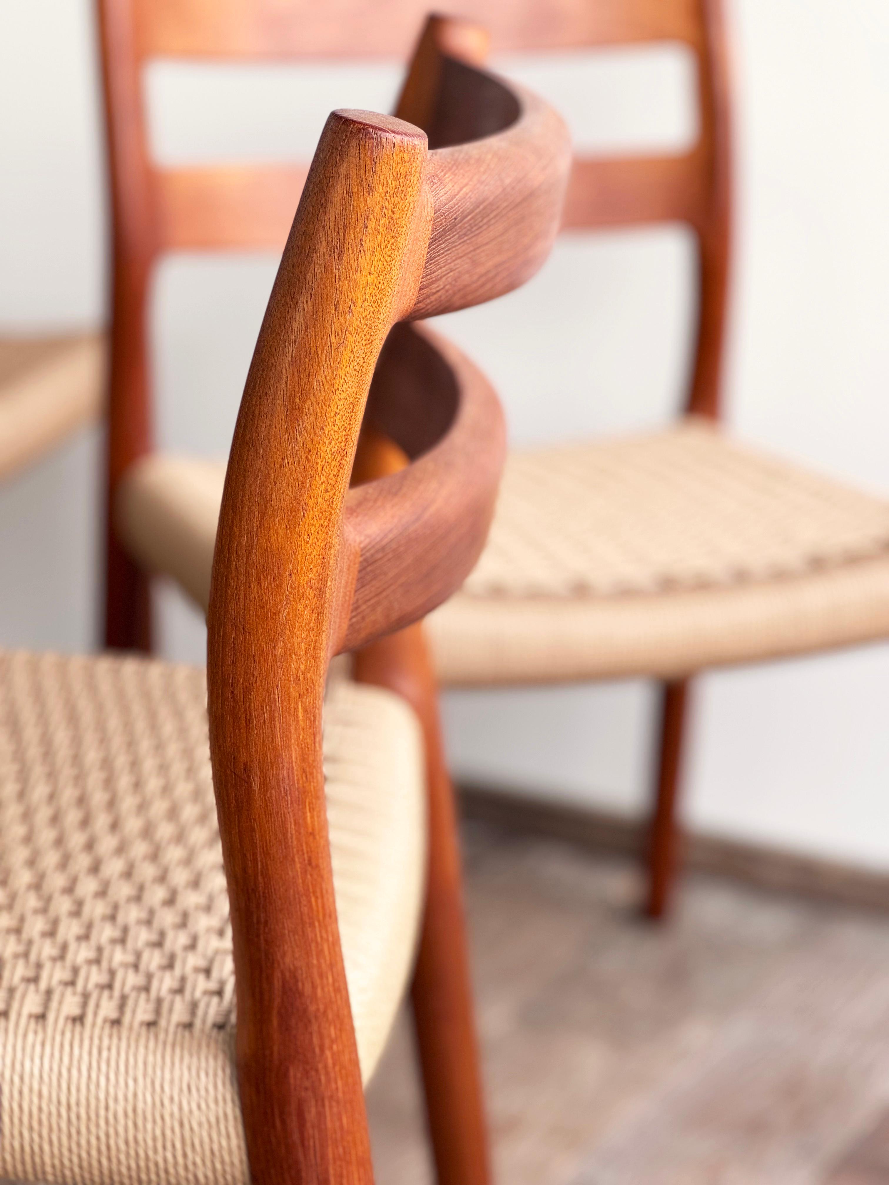 4 Danish Mid-Century Teak Dining Chairs #84 by Niels O. Møller for J. L. Moller 1