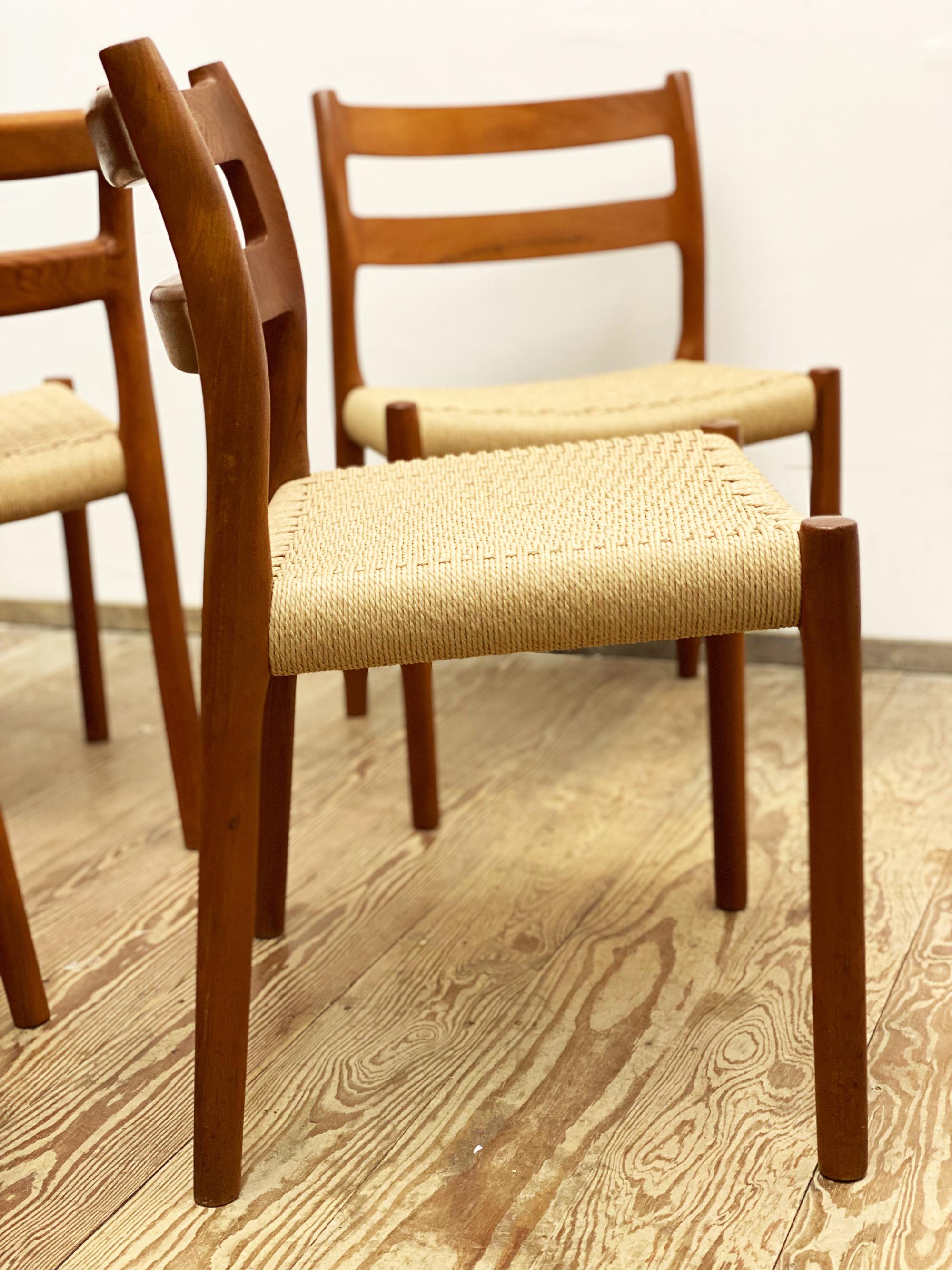 4 Danish Mid-Century Teak Dining Chairs #84 by Niels O. Møller for J. L. Moller 2