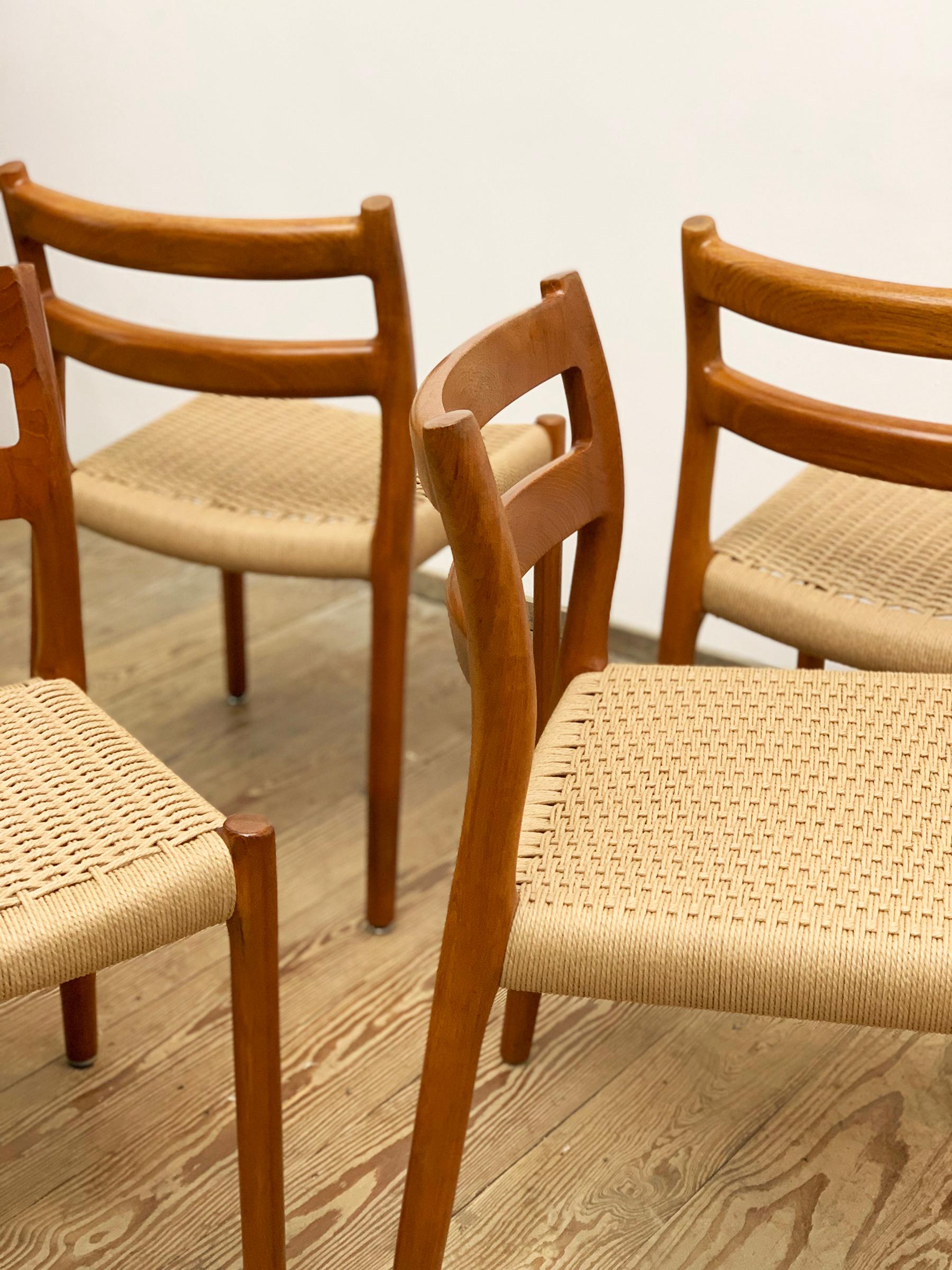 4 Danish Mid-Century Teak Dining Chairs #84 by Niels O. Møller for J. L. Moller 2