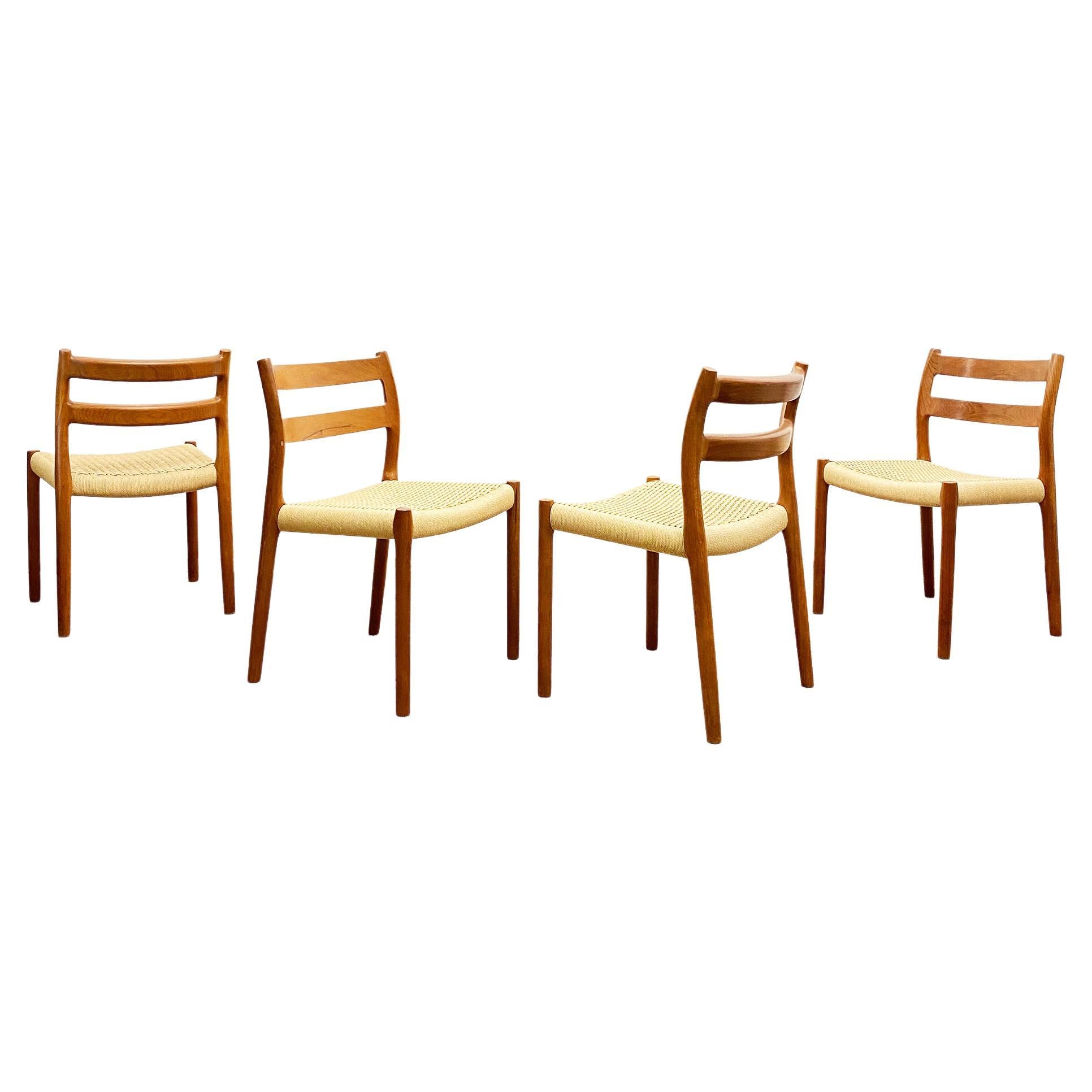 4 Danish Mid-Century Teak Dining Chairs #84 by Niels O. Møller for J. L. Moller