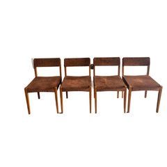 4 danish modern dining chairs brown mohair upholstery 