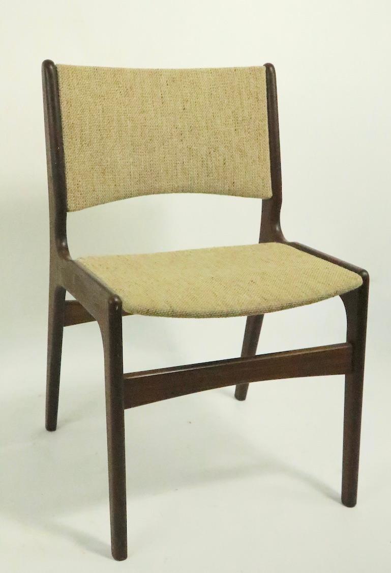 Upholstery 4 Danish Modern Dining Chairs by Odense Maskinsnedkeri For Sale