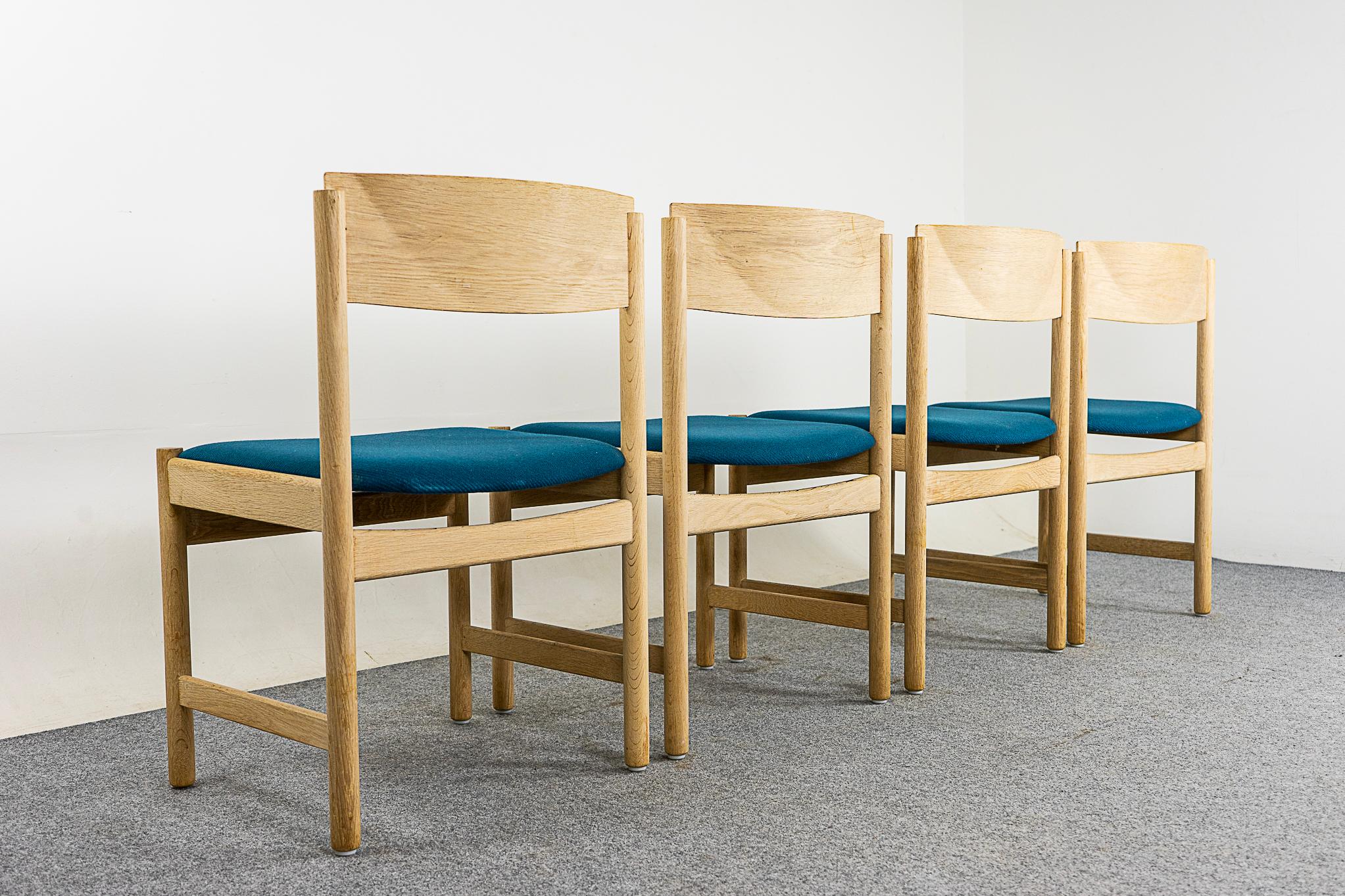 4 Danish Modern Oak Dining Chairs For Sale 6
