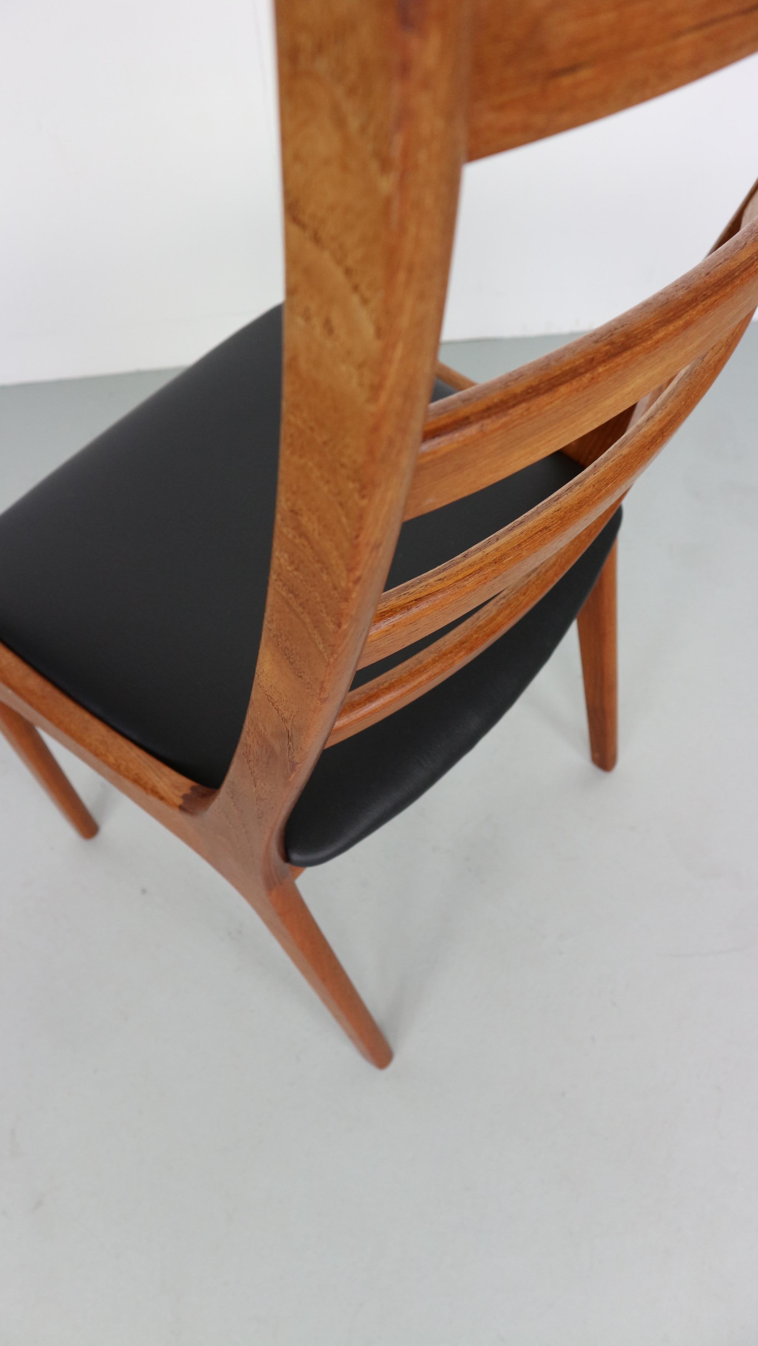 set of two Danish Modern Teak Ladder Back Dining Chairs by Kai Kristiansen 5