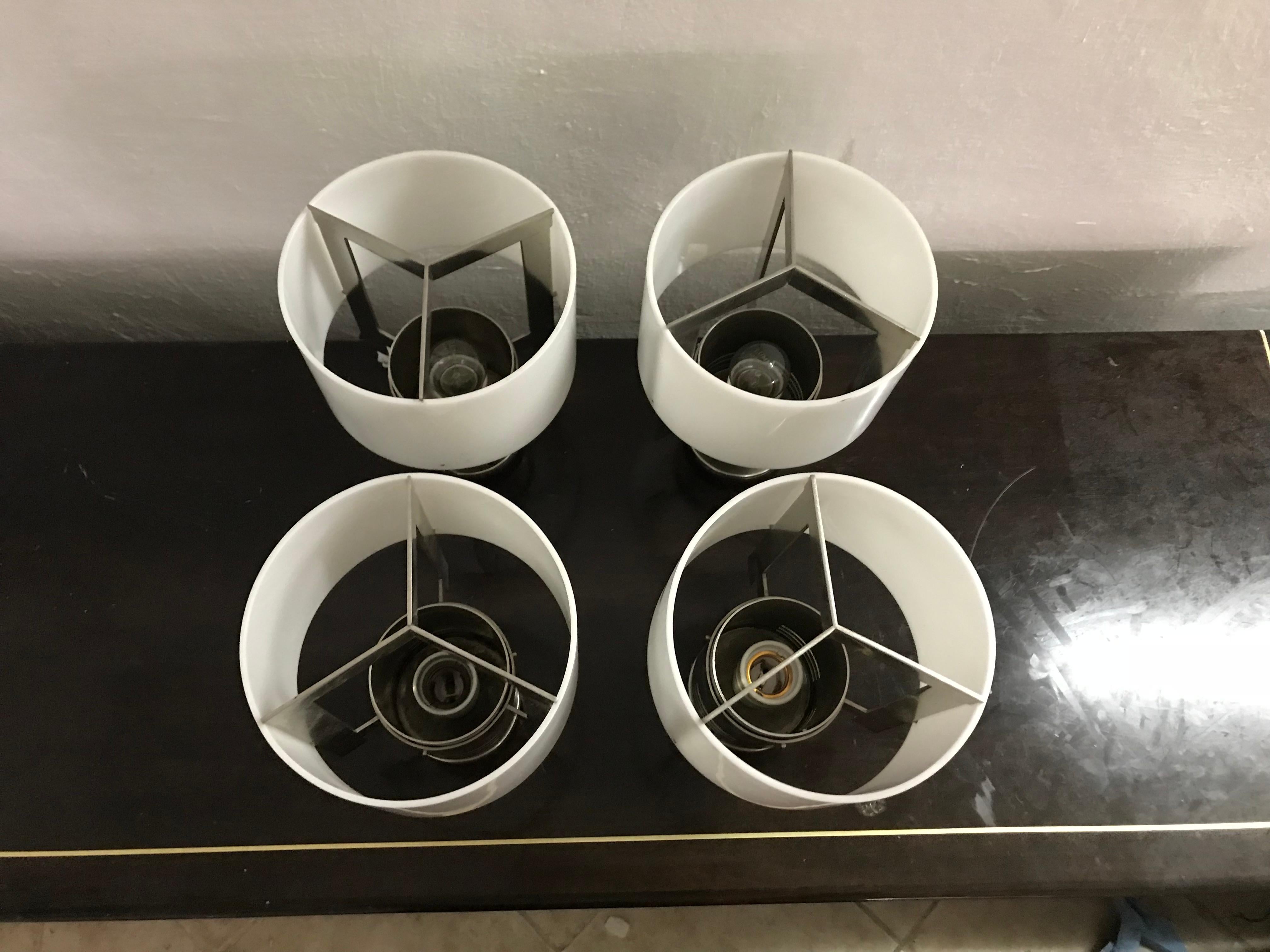 4 Danish Space Age Flush Mounts Attributed to Fog & Mørup, circa 1970 For Sale 4