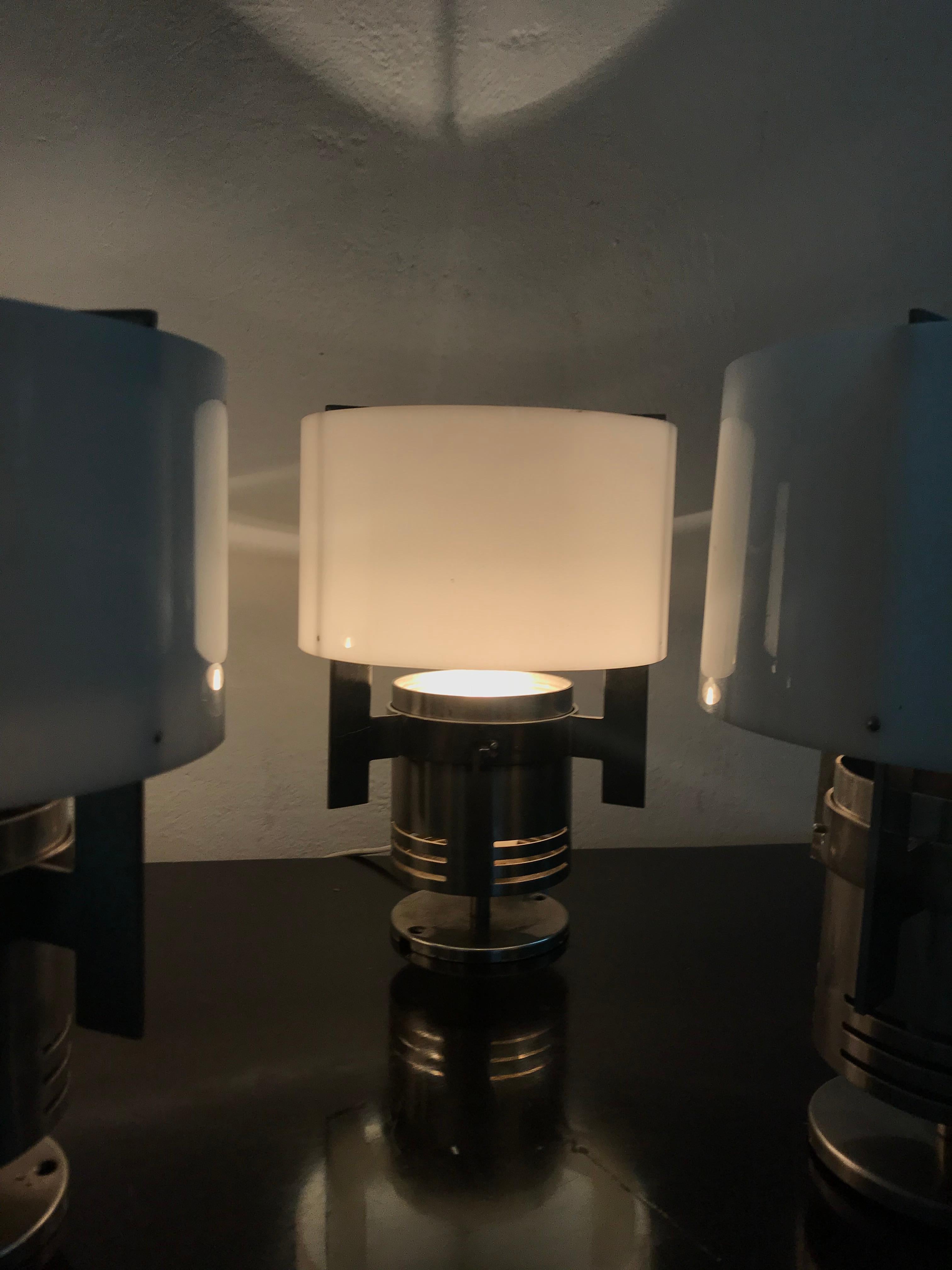 Stainless Steel 4 Danish Space Age Flush Mounts Attributed to Fog & Mørup, circa 1970 For Sale