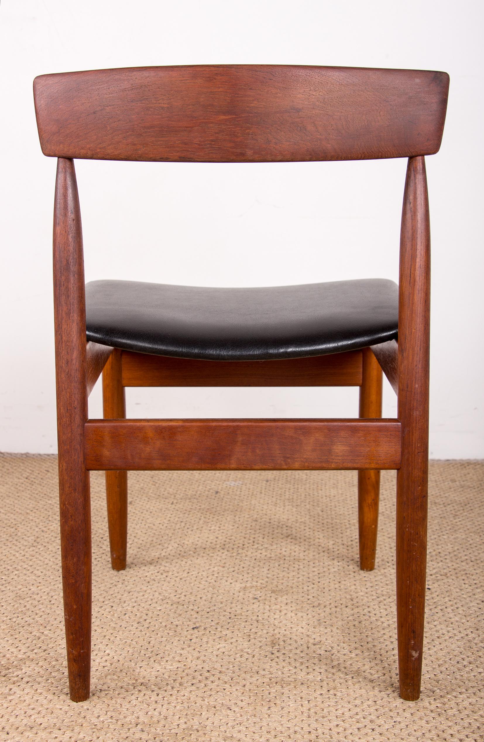 4 Danish teak chairs in black skai by P.E. Jorgensen for Farso Stolefabrik 1960. For Sale 11