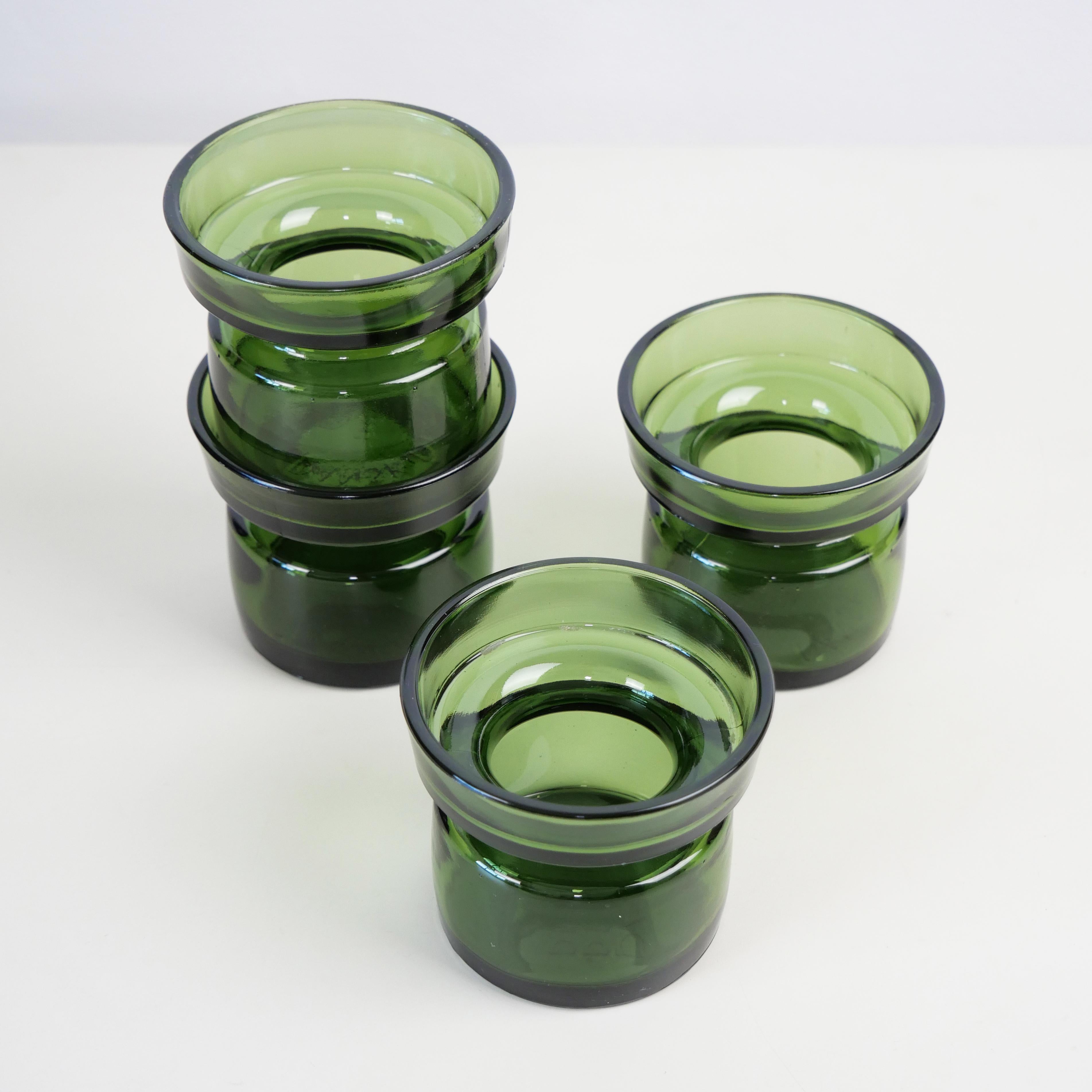 Mid-20th Century 4 Dansk Green Glass Candle or Tealight Holders by Jens Quistgaard, Denmark, 1960