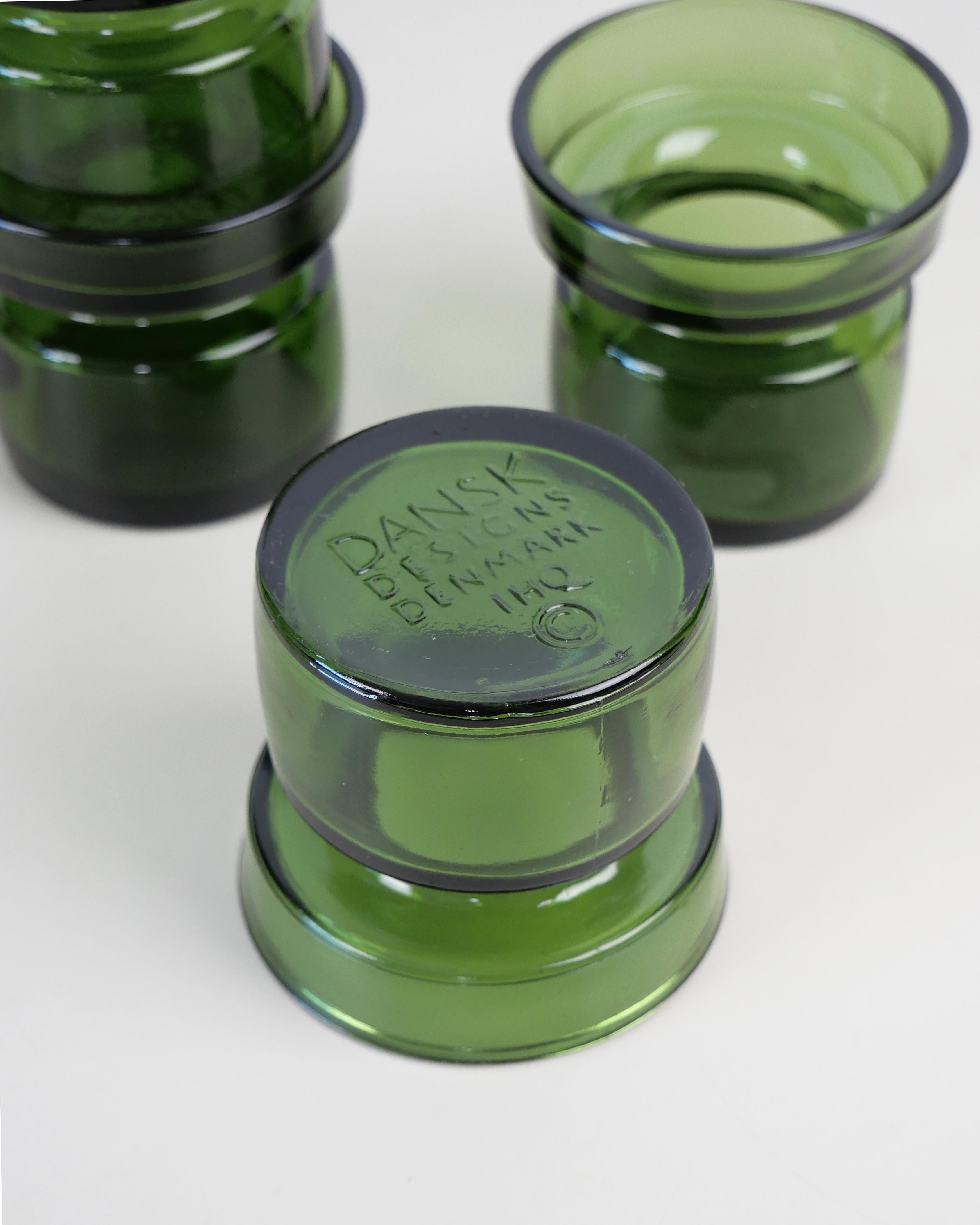4 Dansk Green Glass Candle or Tealight Holders by Jens Quistgaard, Denmark, 1960 1