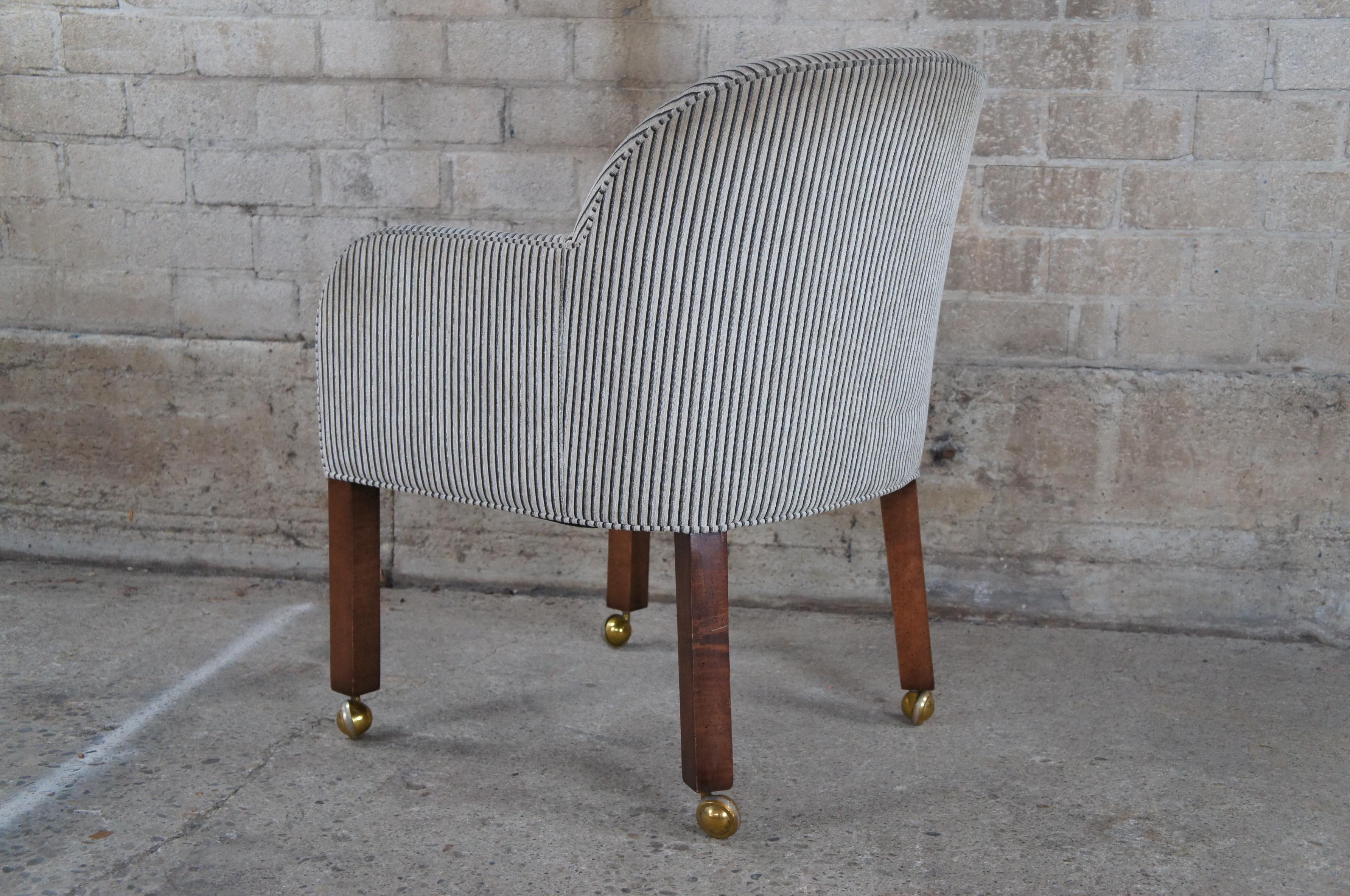 4 Designmaster Globe Cherry Dining Laurel Tub Chairs Barrel Back Game Rolling In Good Condition In Dayton, OH