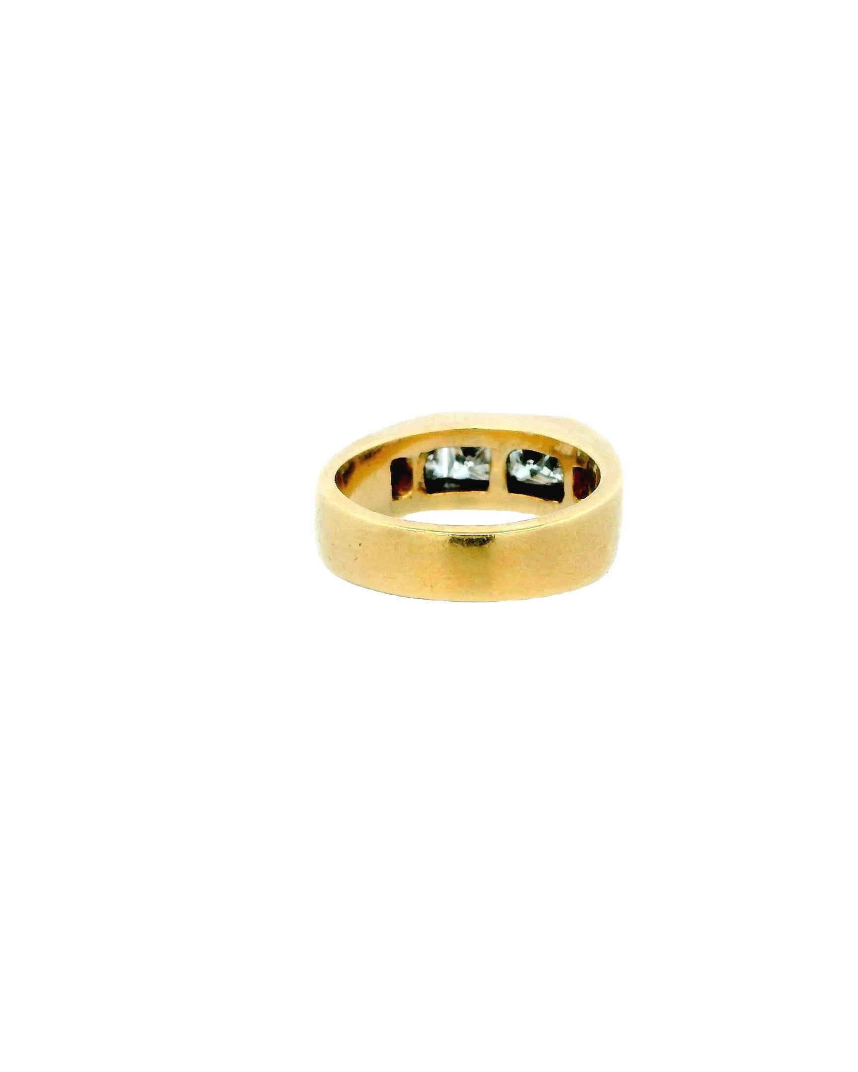 4 Diamanten 14k Gelbgold Flat Top Ring (Gemischter Schliff) im Angebot
