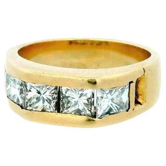 4 Diamanten 14k Gelbgold Flat Top Ring
