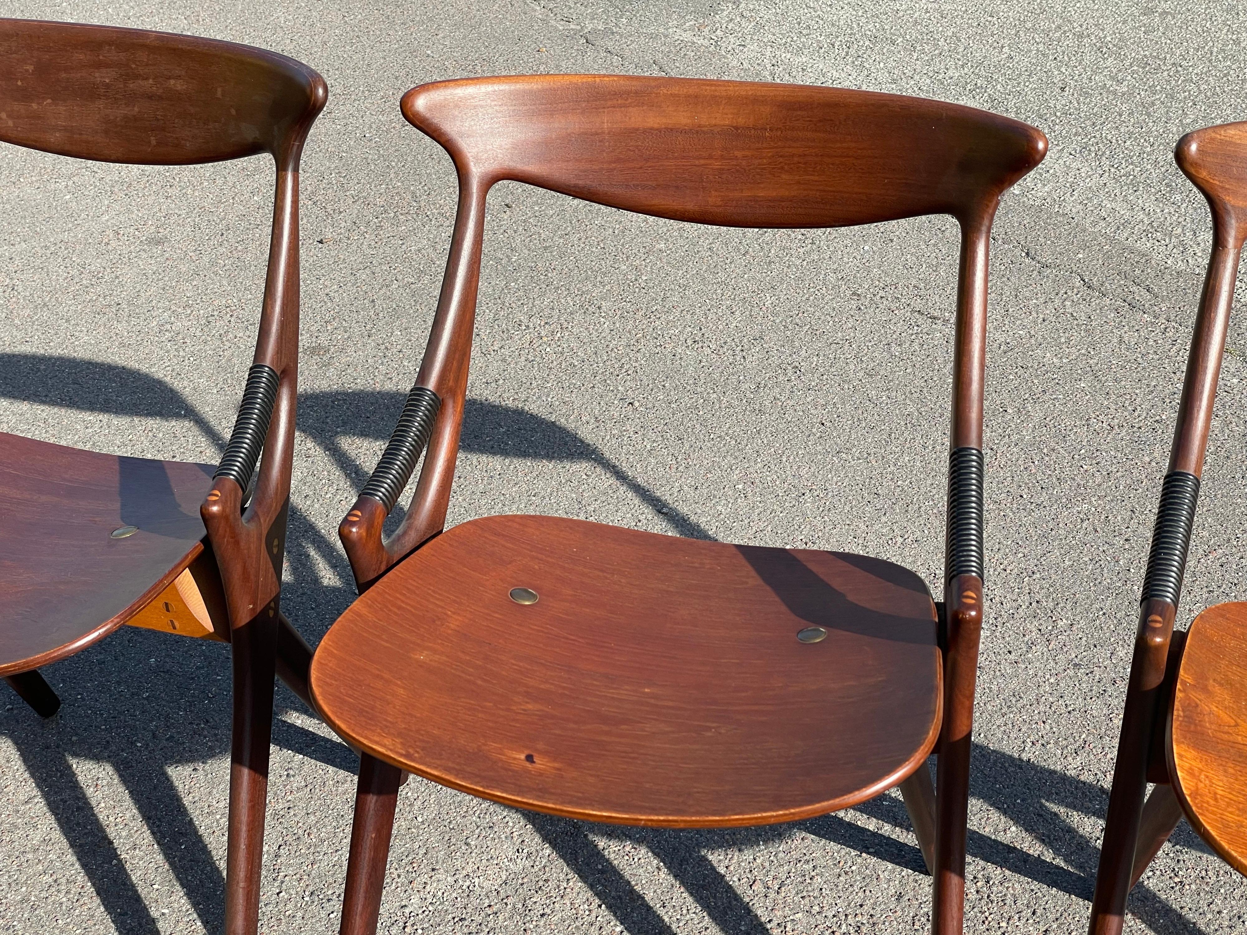 Teak 4 Dining Chairs by Arne Hovmand Olsen for Mogens Kold, Denmark, 1959