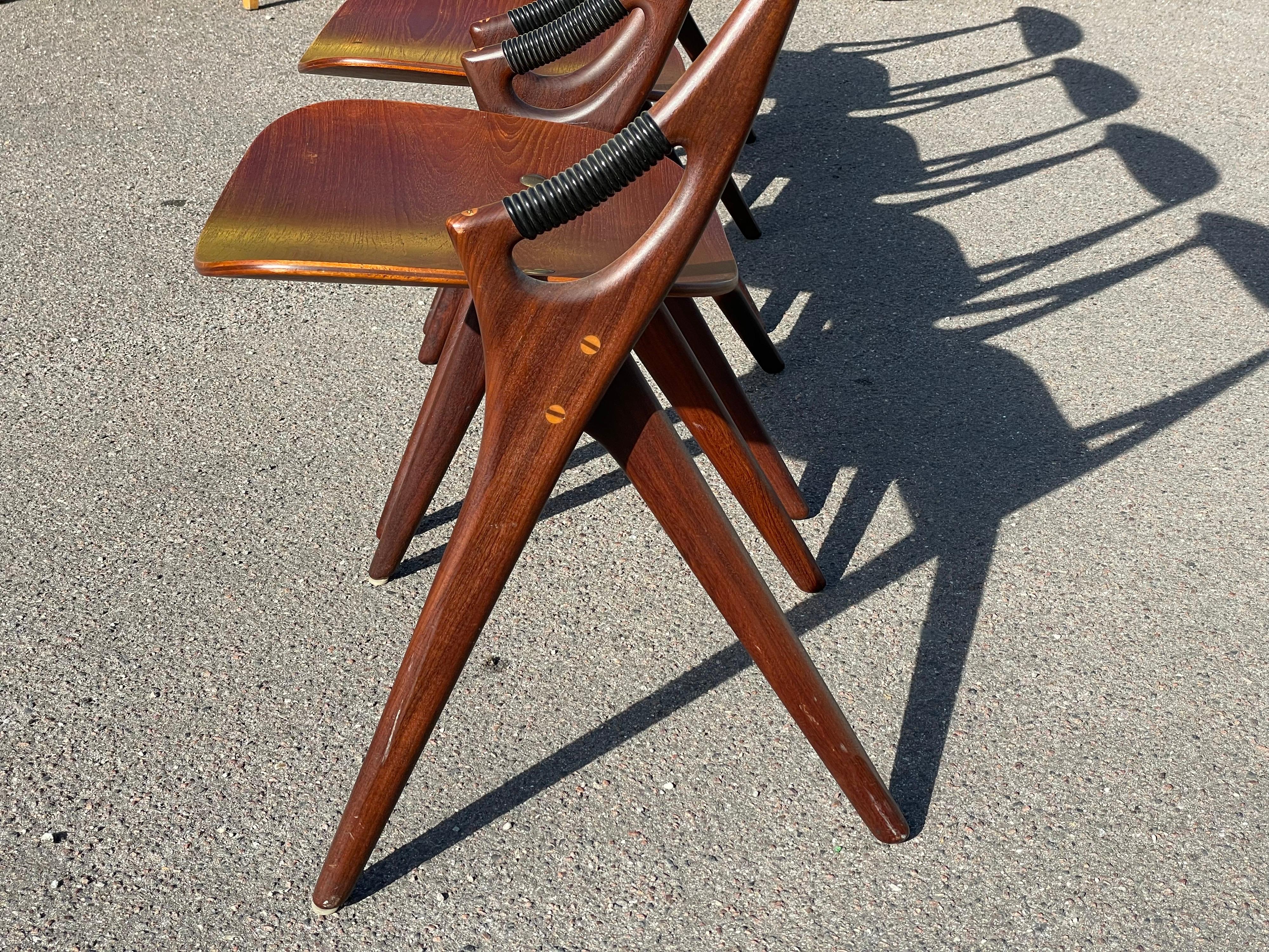 4 Dining Chairs by Arne Hovmand Olsen for Mogens Kold, Denmark, 1959 1